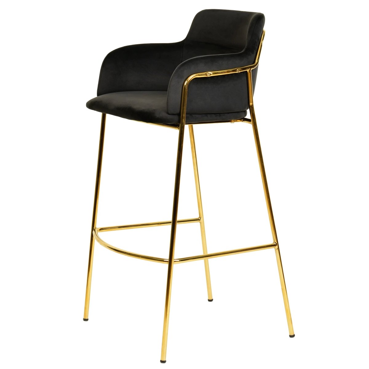 Axis 40" Bar Stool with Ergonomic Design, Gold Stainless Steel Base, and Footrest Set of 2