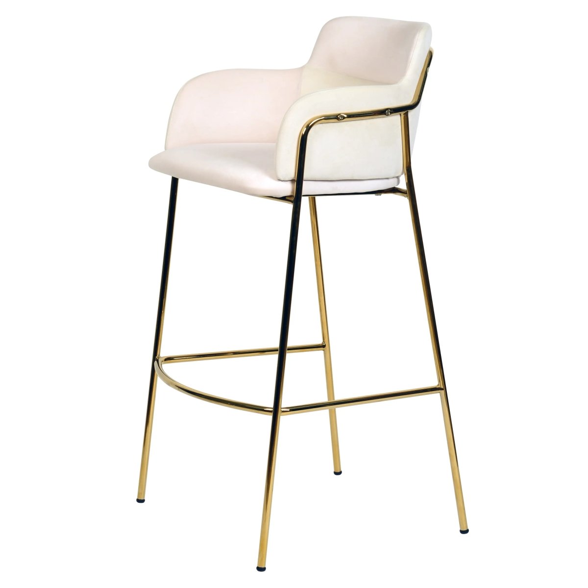 Axis 40" Bar Stool with Ergonomic Design, Gold Stainless Steel Base, and Footrest Set of 2