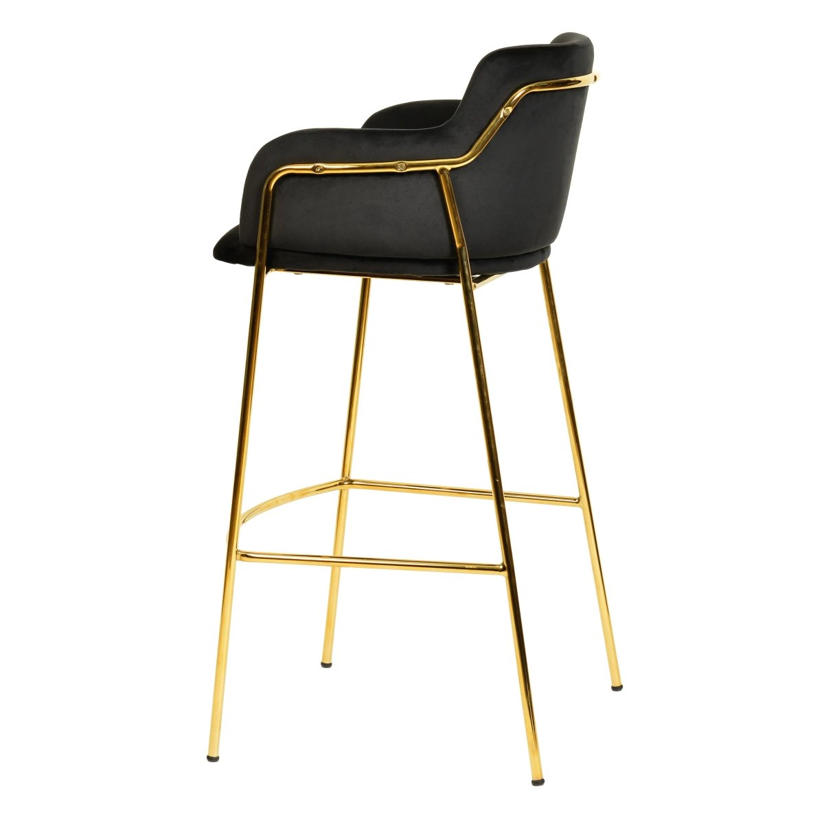 Axis 40" Bar Stool with Ergonomic Design, Gold Stainless Steel Base, and Footrest Set of 2