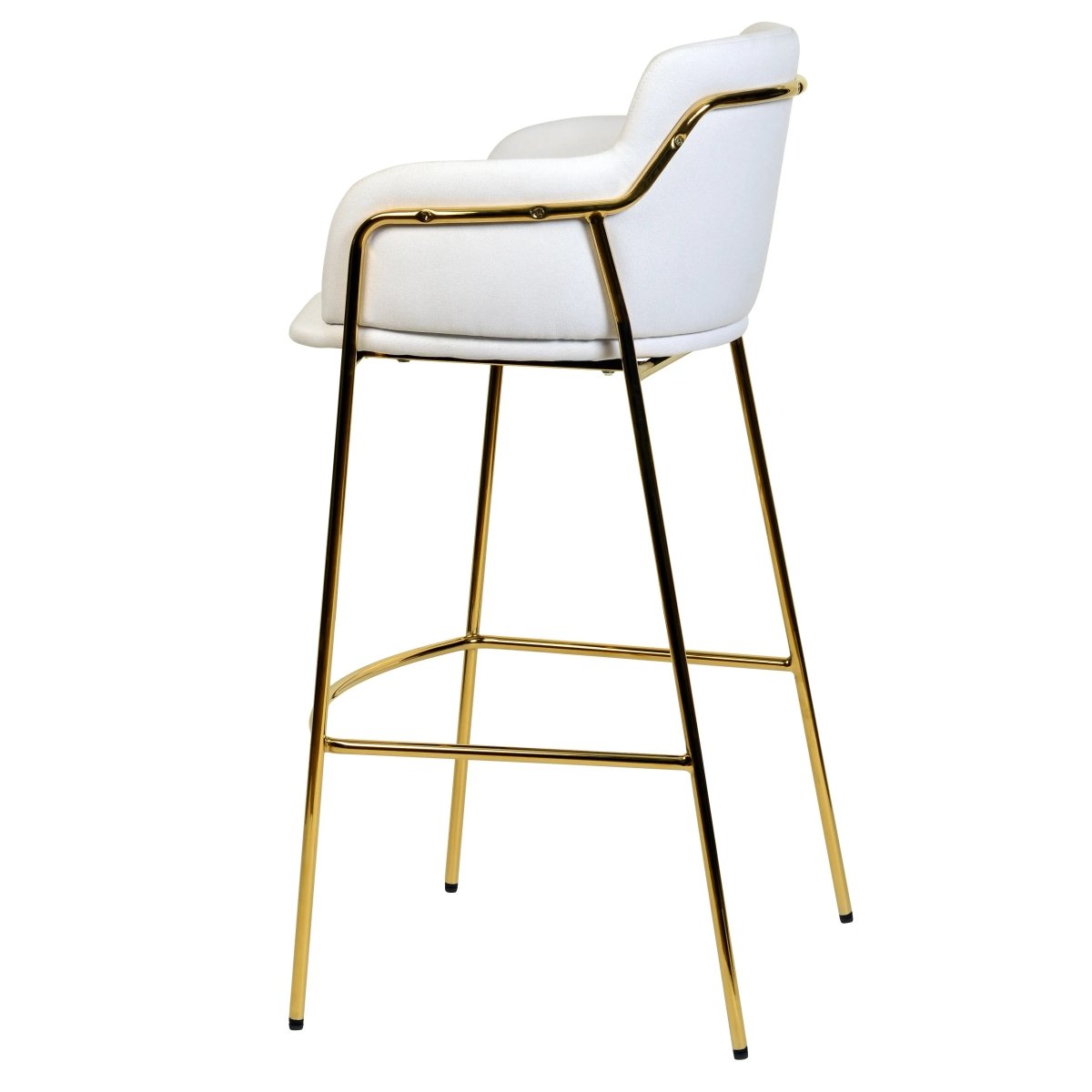 Axis 40" Bar Stool with Ergonomic Design, Gold Stainless Steel Base, and Footrest Set of 2