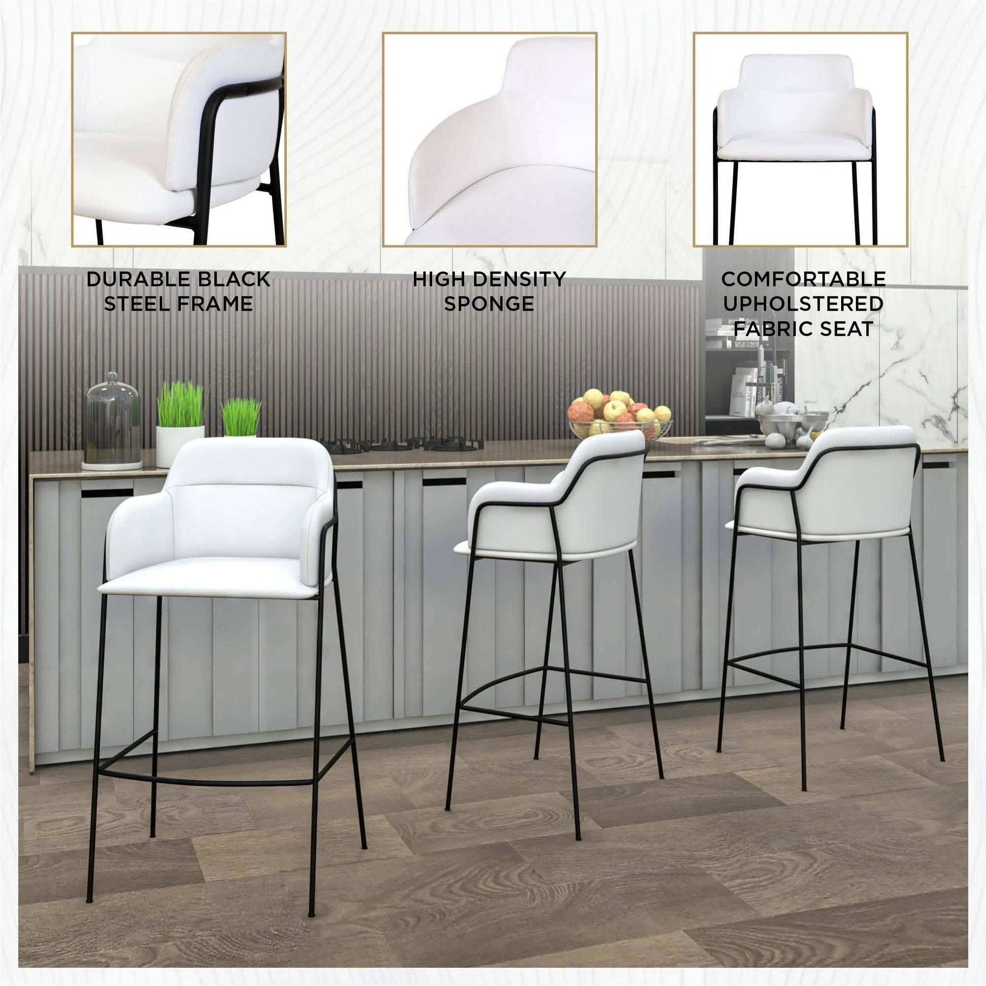 Axis 40" Bar Stool with Ergonomic Design, Powder - Coated Base, and Footrest in Black/Gold