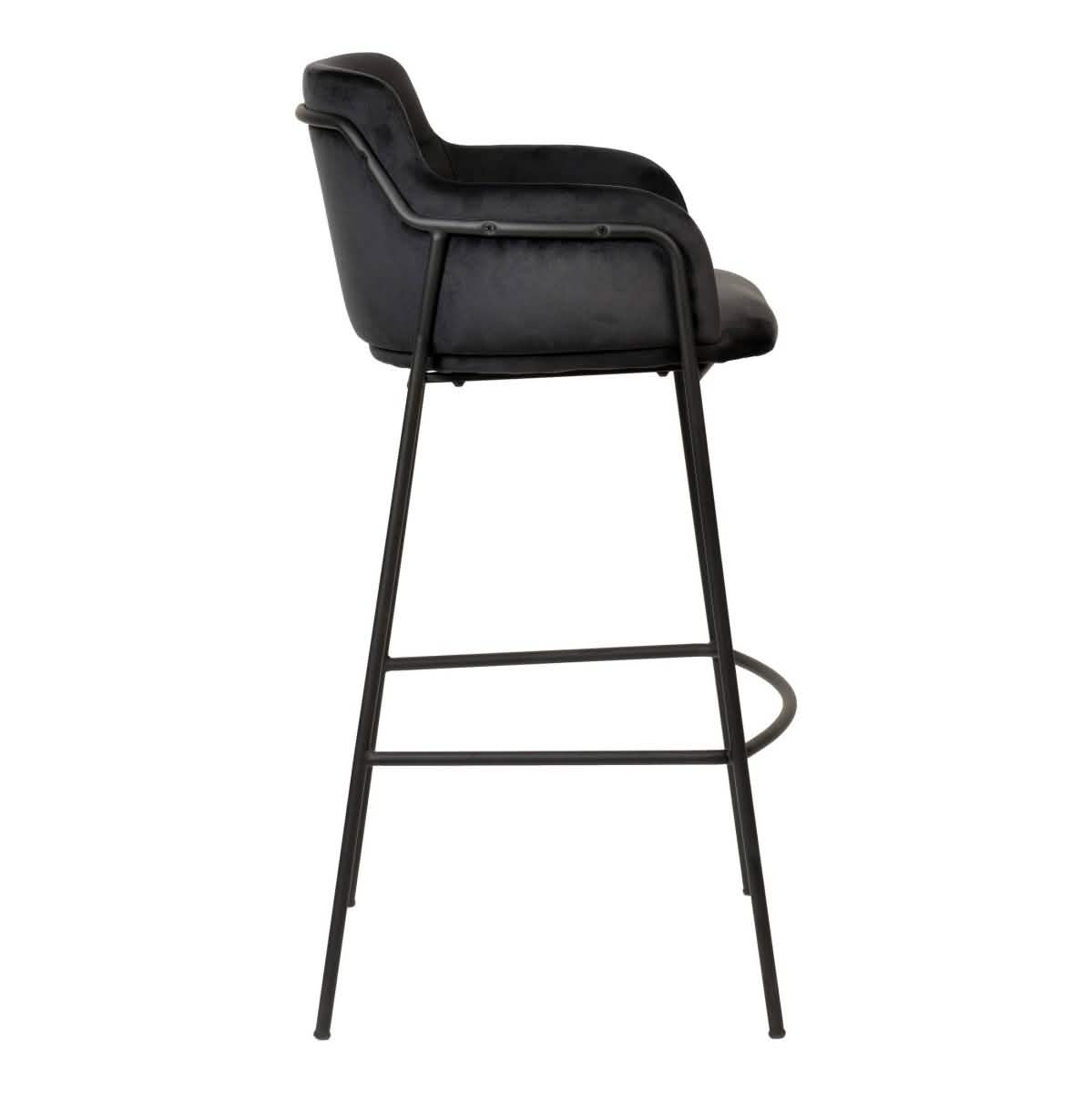 Axis 40" Bar Stool with Ergonomic Design, Powder - Coated Base, and Footrest in Black/Gold