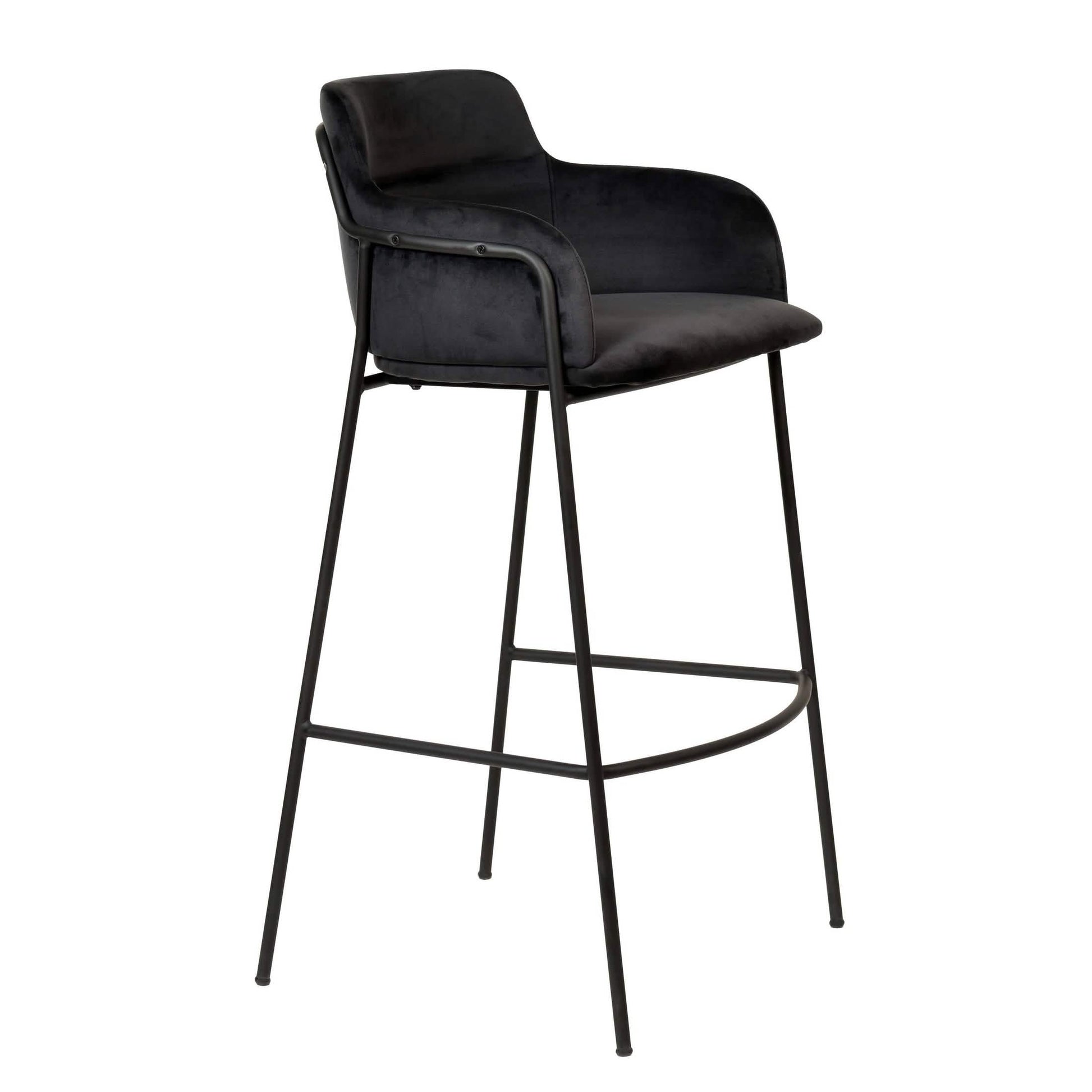 Axis 40" Bar Stool with Ergonomic Design, Powder - Coated Base, and Footrest in Black/Gold