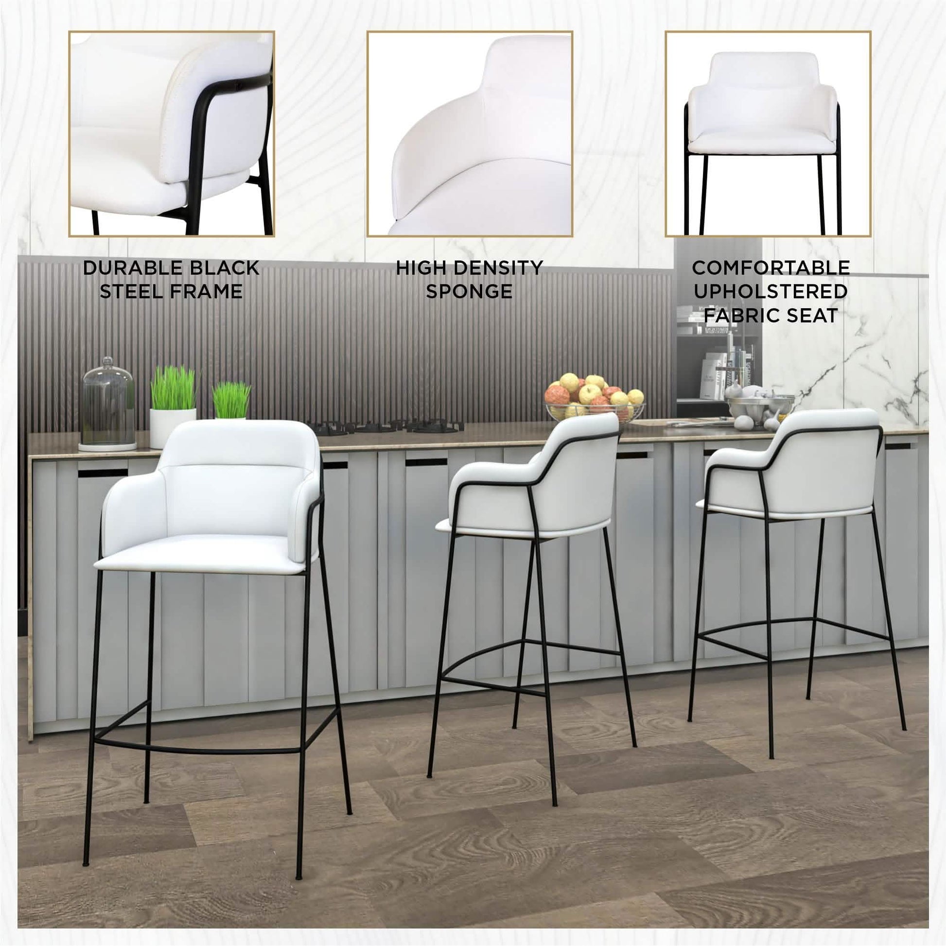 Axis 40" Bar Stool with Ergonomic Design, Powder - Coated Base, and Footrest in Black/Gold