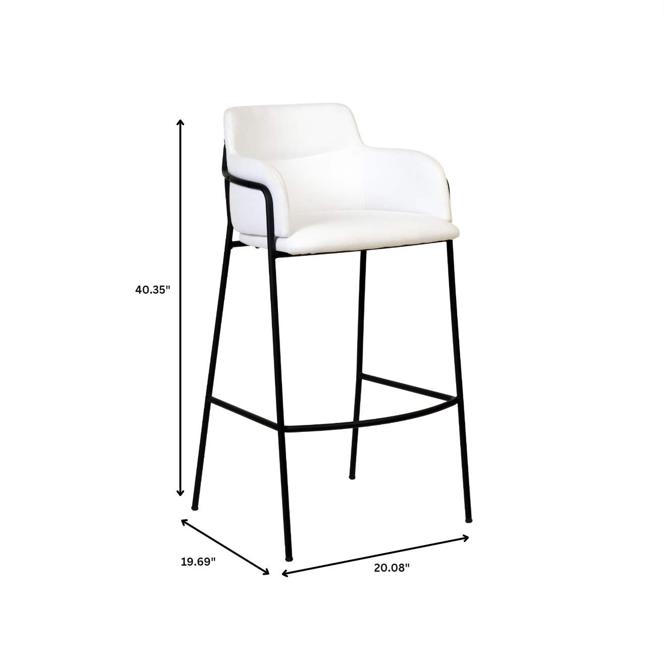 Axis 40" Bar Stool with Ergonomic Design, Powder - Coated Base, and Footrest in Black/Gold
