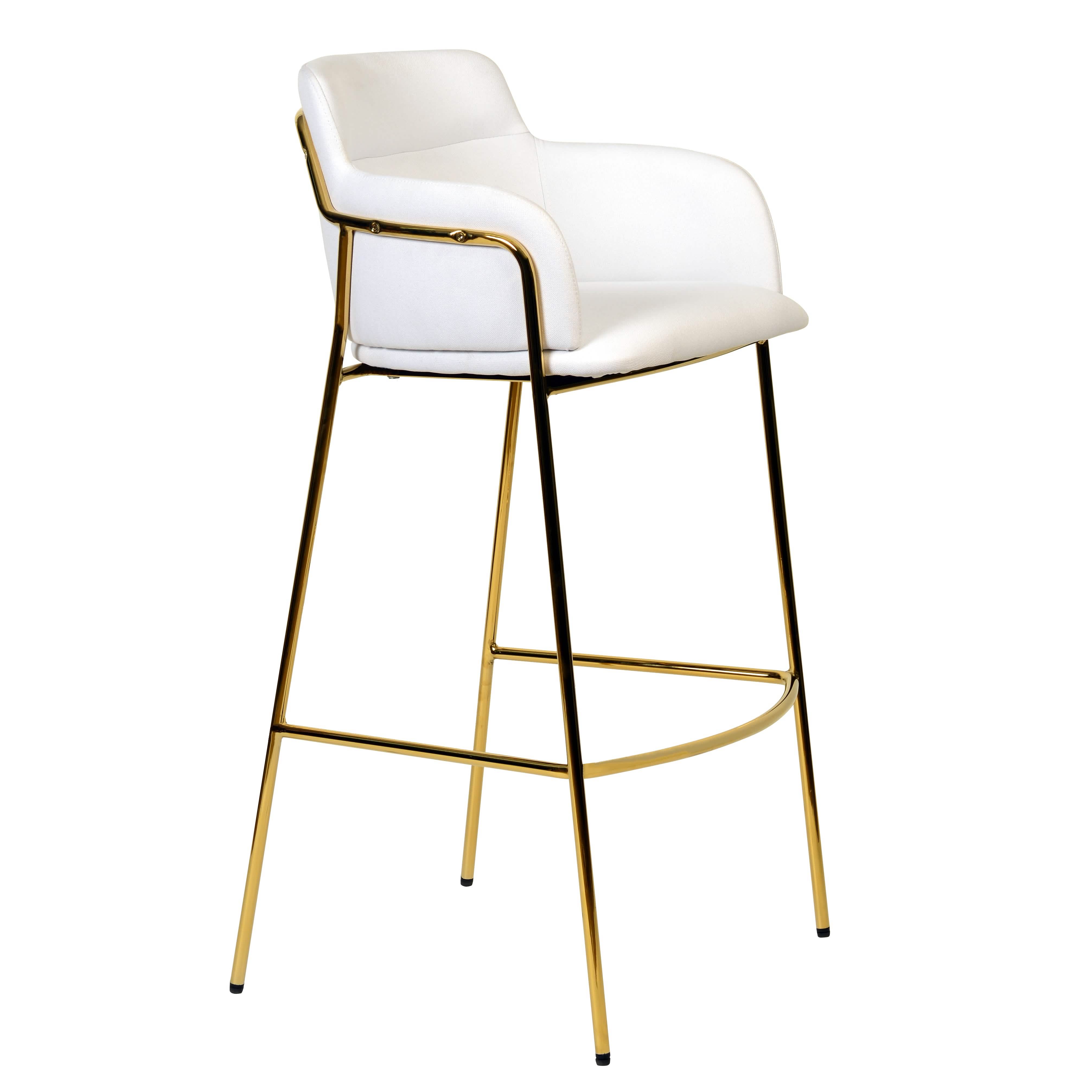 Axis 40" Bar Stool with Ergonomic Design, Powder - Coated Base, and Footrest in Black/Gold