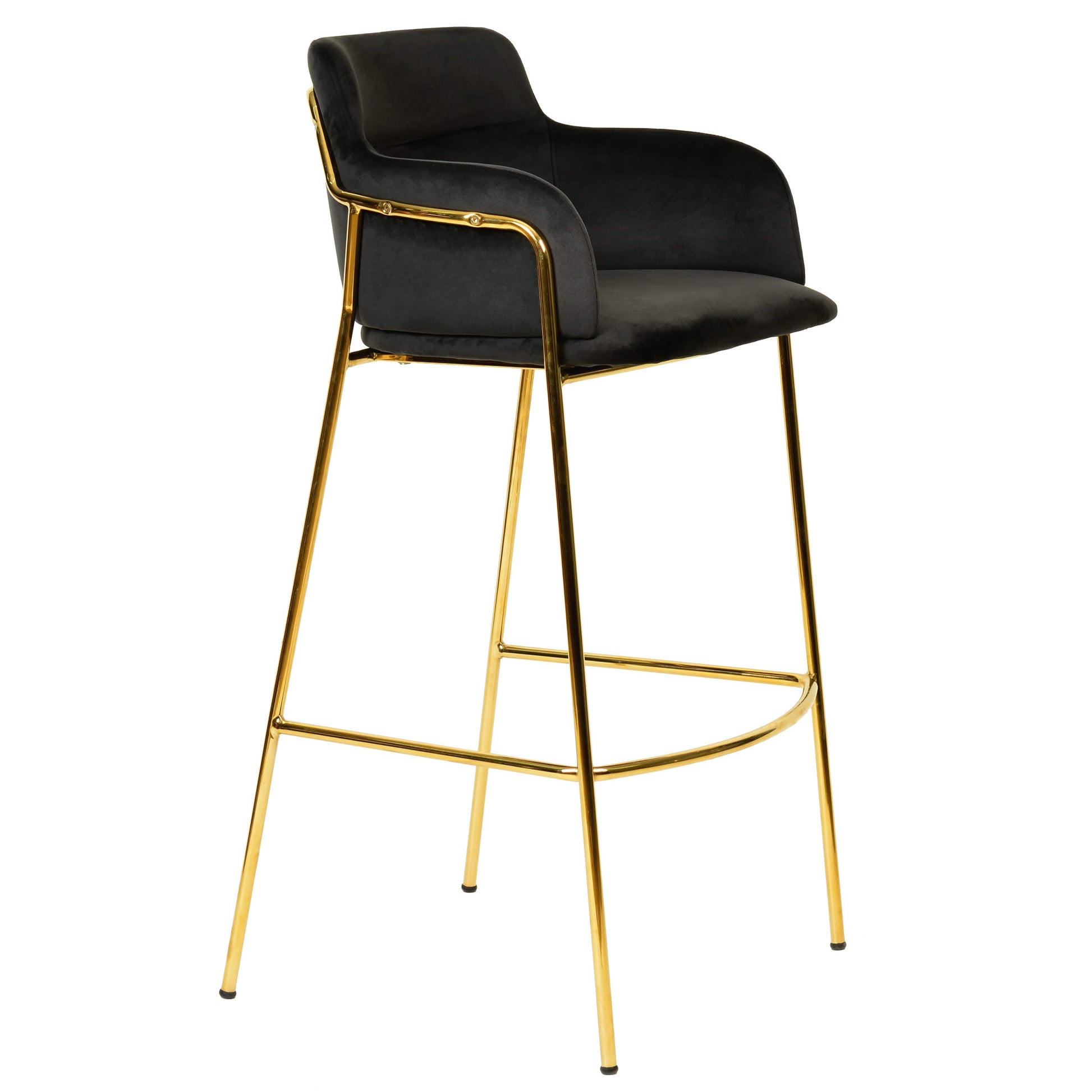 Axis 40" Bar Stool with Ergonomic Design, Powder - Coated Base, and Footrest in Black/Gold