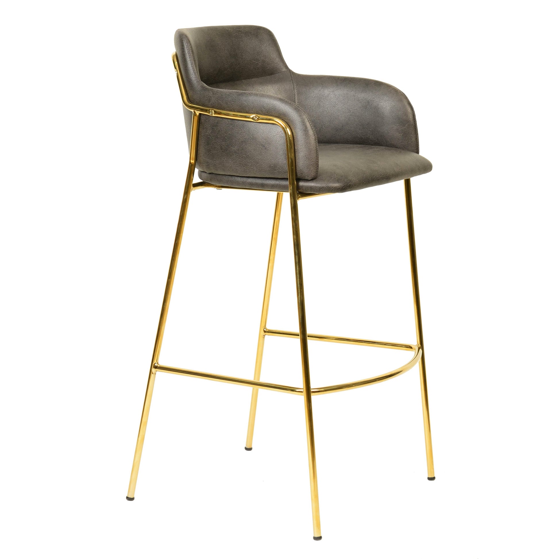 Axis 40" Bar Stool with Ergonomic Design, Powder - Coated Base, and Footrest in Black/Gold