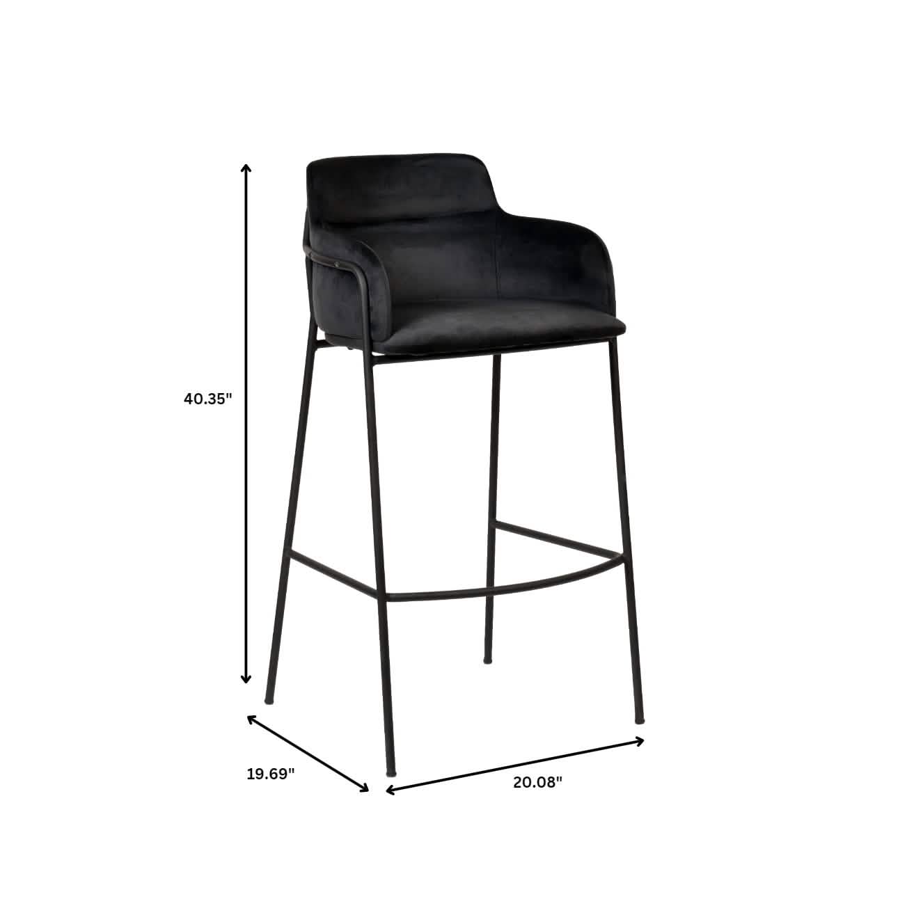 Axis 40" Bar Stool with Ergonomic Design, Powder - Coated Base, and Footrest in Black/Gold