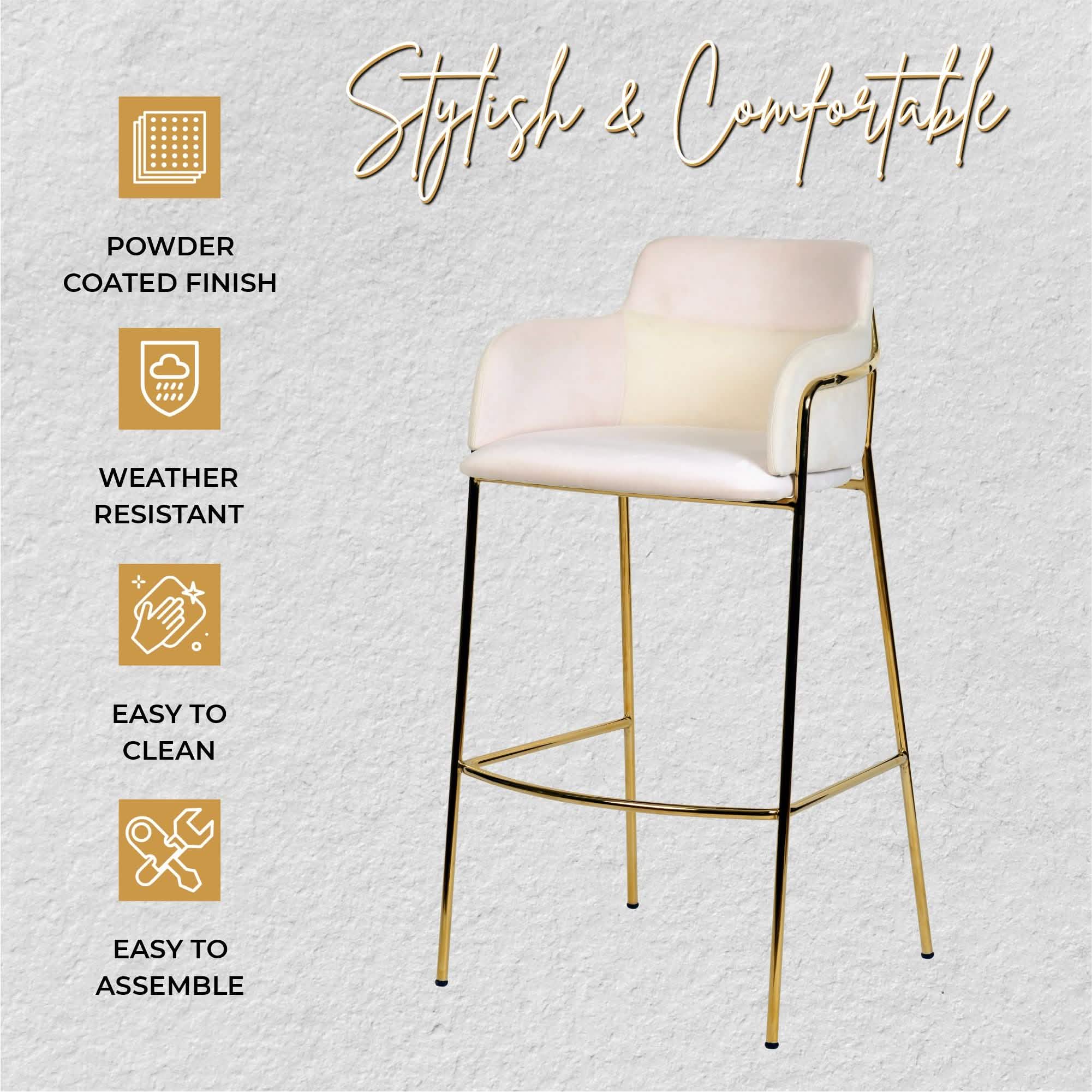 Axis 40" Bar Stool with Ergonomic Design, Powder - Coated Base, and Footrest in Black/Gold