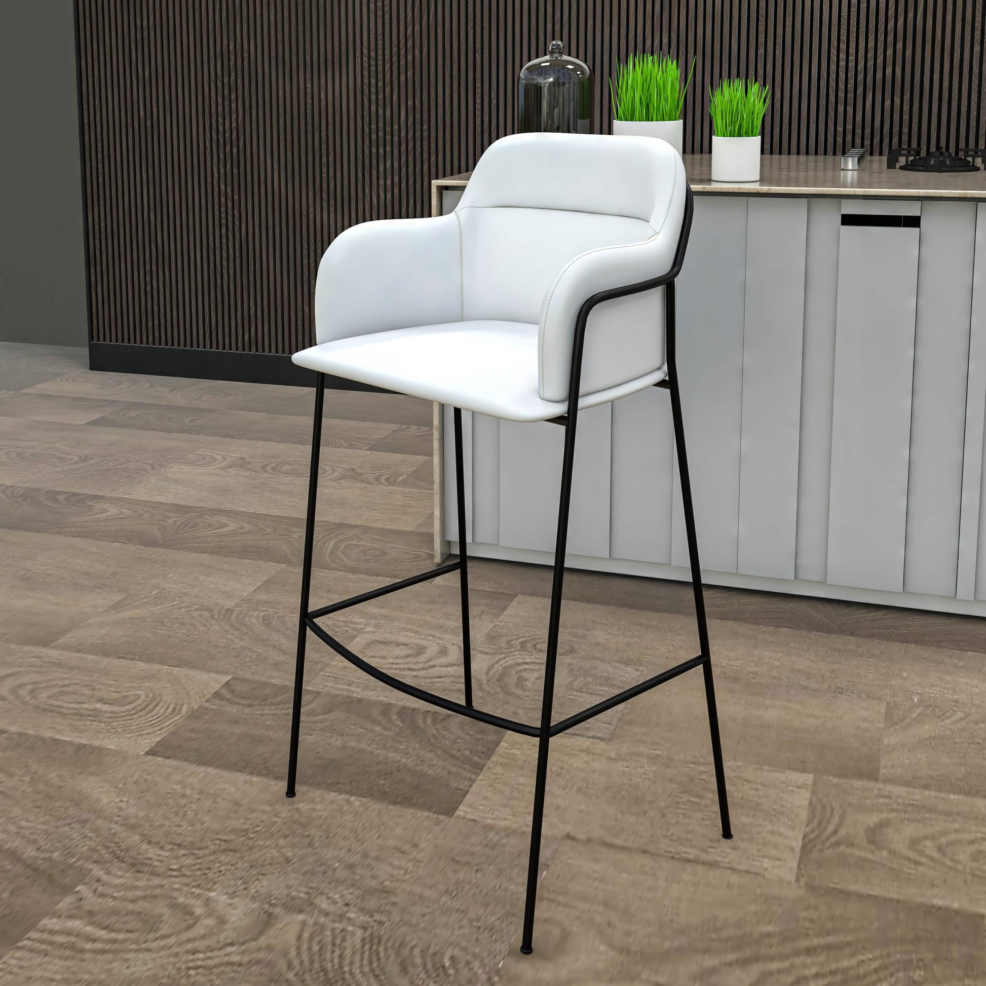 Axis 40" Bar Stool with Ergonomic Design, Powder - Coated Base, and Footrest in Black/Gold
