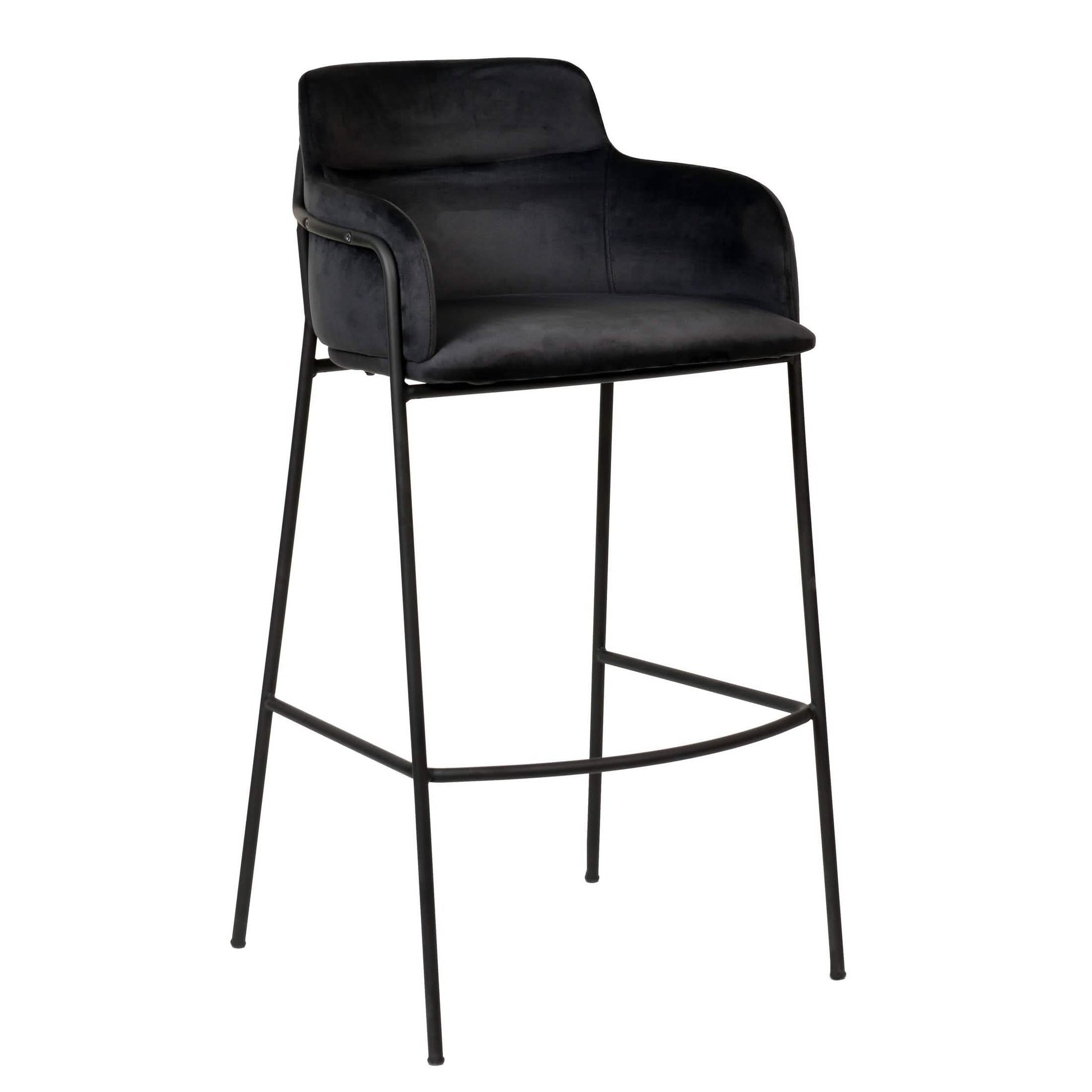 Axis 40" Bar Stool with Ergonomic Design, Powder - Coated Base, and Footrest in Black/Gold