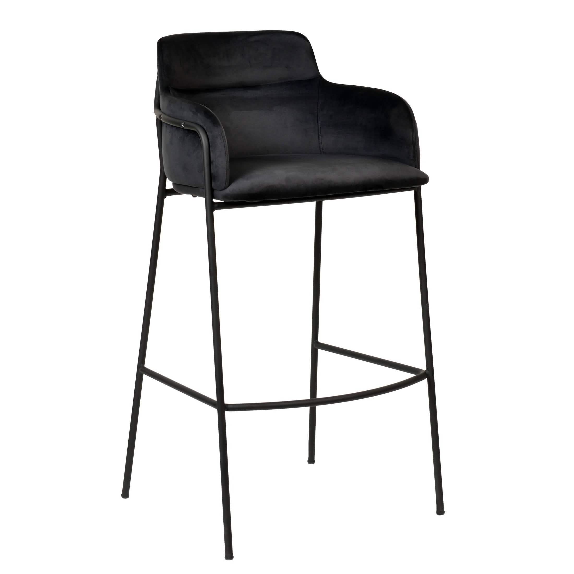 Axis 40" Bar Stool with Ergonomic Design, Powder - Coated Base, and Footrest in Black/Gold