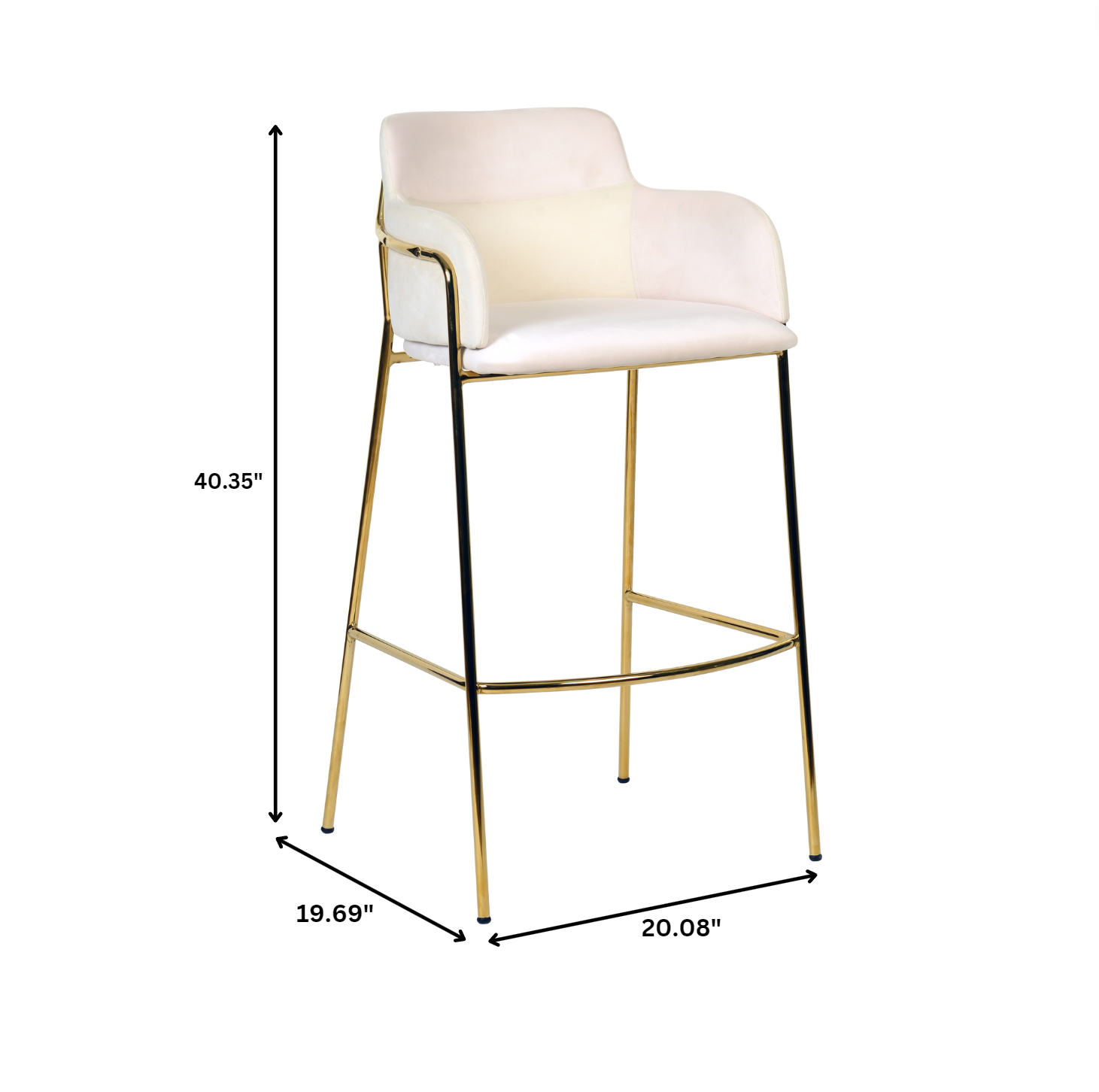 Axis 40" Bar Stool with Ergonomic Design, Powder - Coated Base, and Footrest in Black/Gold