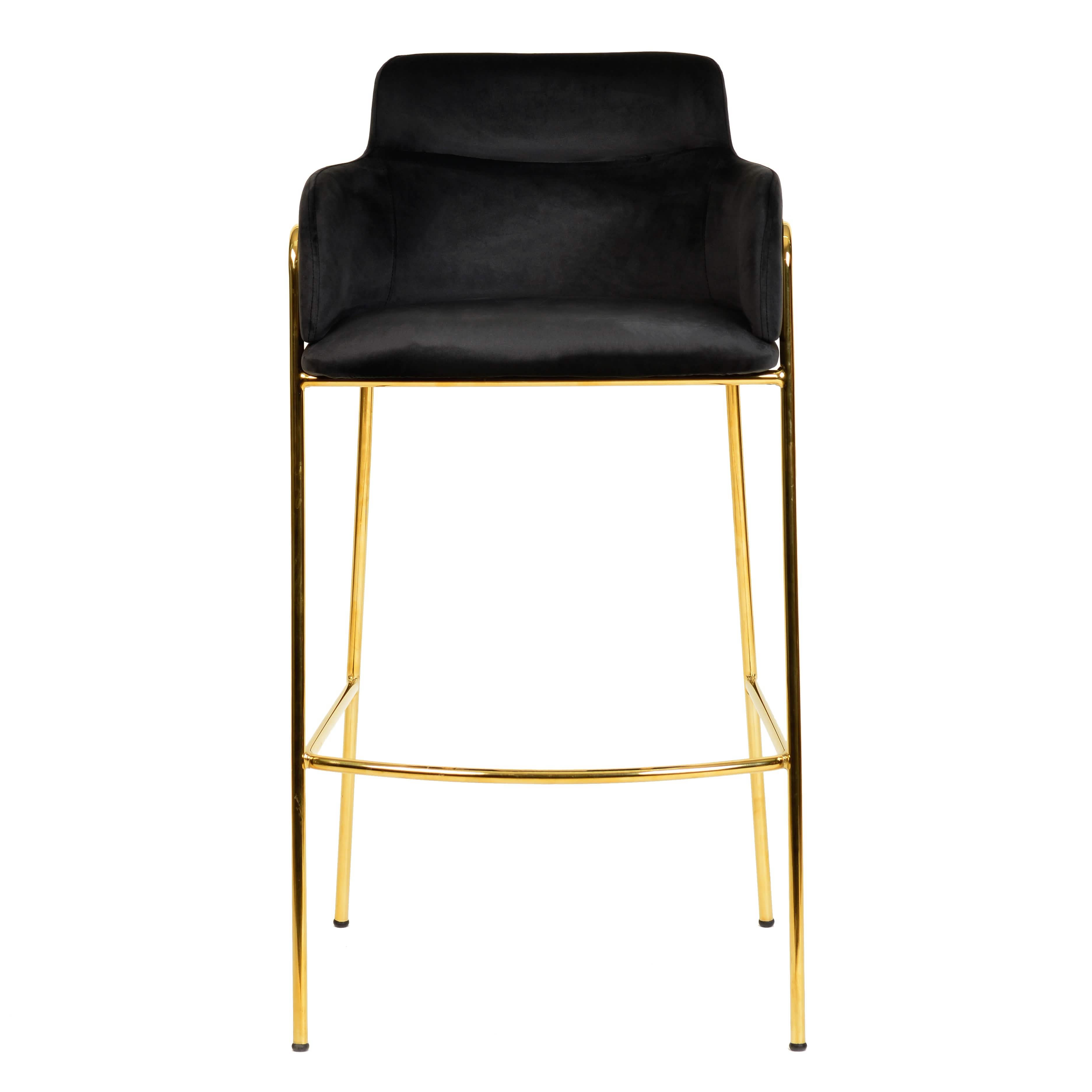 Axis 40" Bar Stool with Ergonomic Design, Powder - Coated Base, and Footrest in Black/Gold