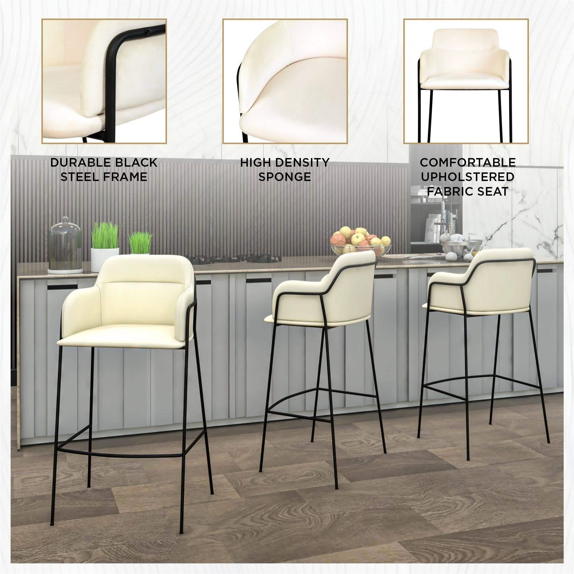 Axis 40" Bar Stool with Ergonomic Design, Powder - Coated Base, and Footrest in Black/Gold