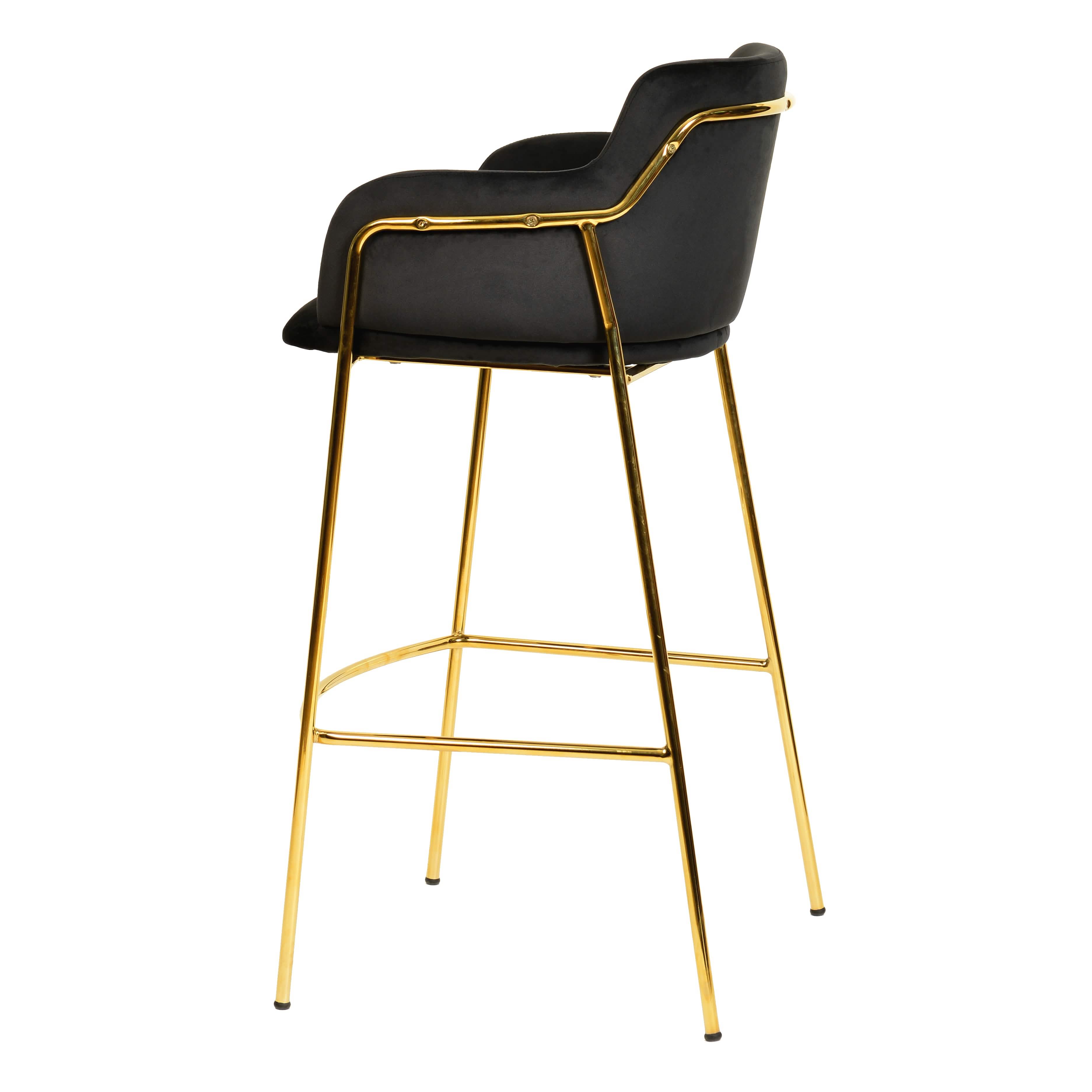 Axis 40" Bar Stool with Ergonomic Design, Powder - Coated Base, and Footrest in Black/Gold