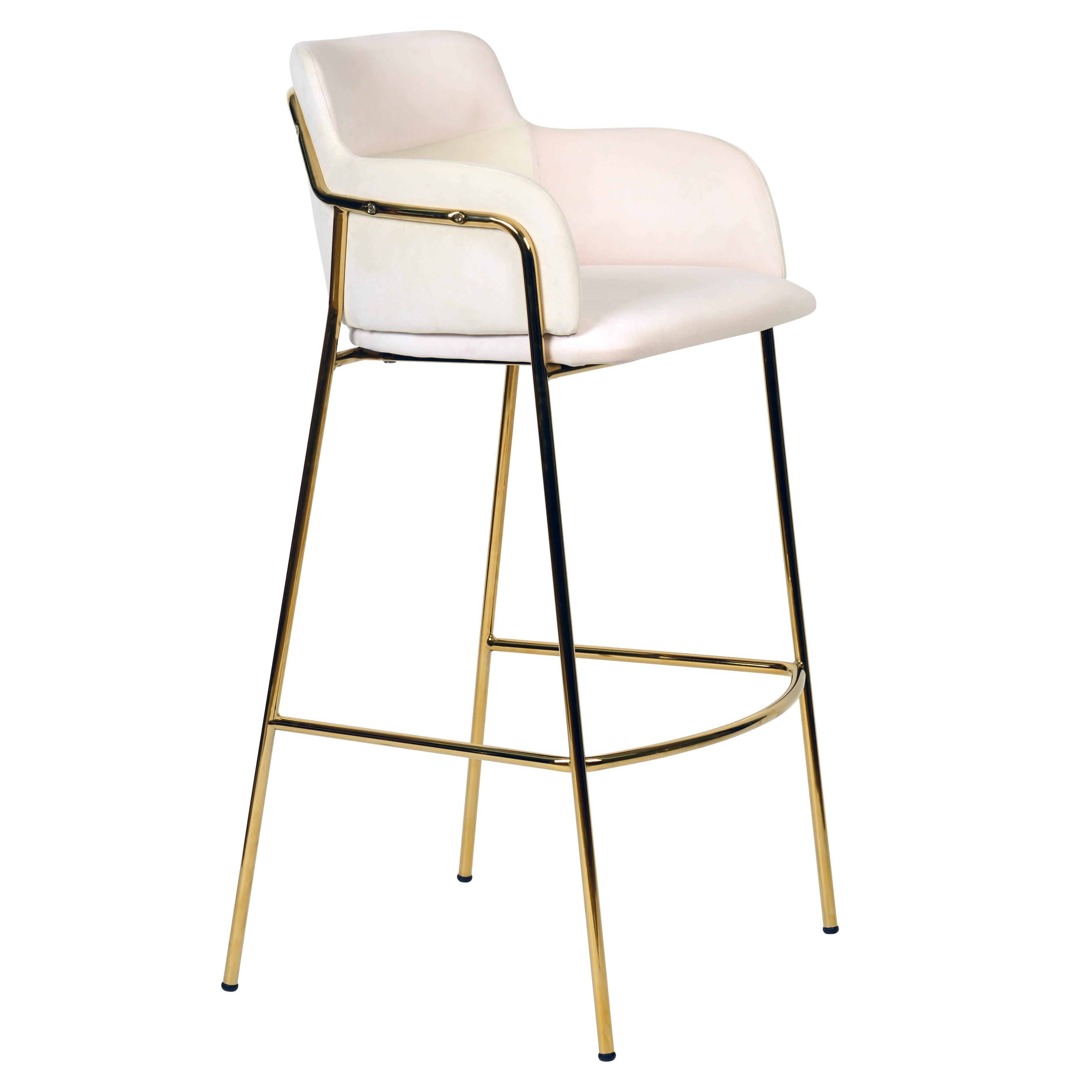 Axis 40" Bar Stool with Ergonomic Design, Powder - Coated Base, and Footrest in Black/Gold
