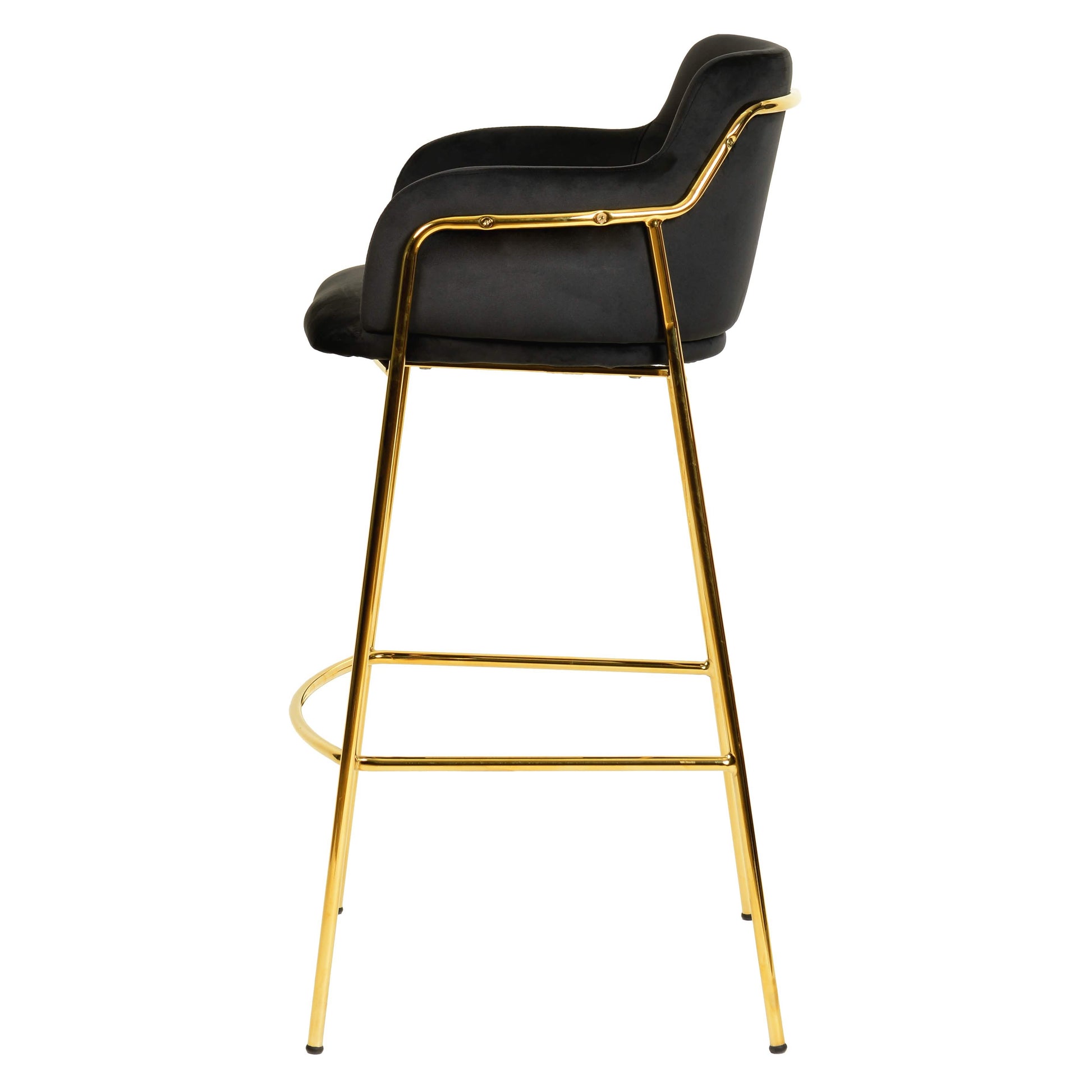 Axis 40" Bar Stool with Ergonomic Design, Powder - Coated Base, and Footrest in Black/Gold