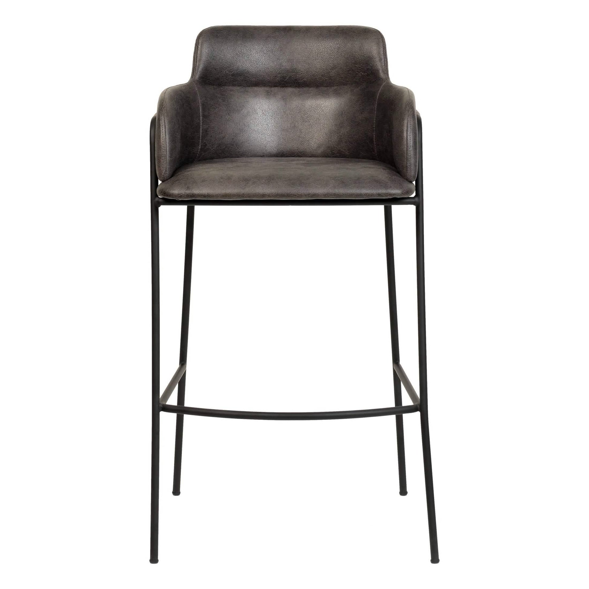 Axis 40" Bar Stool with Ergonomic Design, Powder - Coated Base, and Footrest in Black/Gold