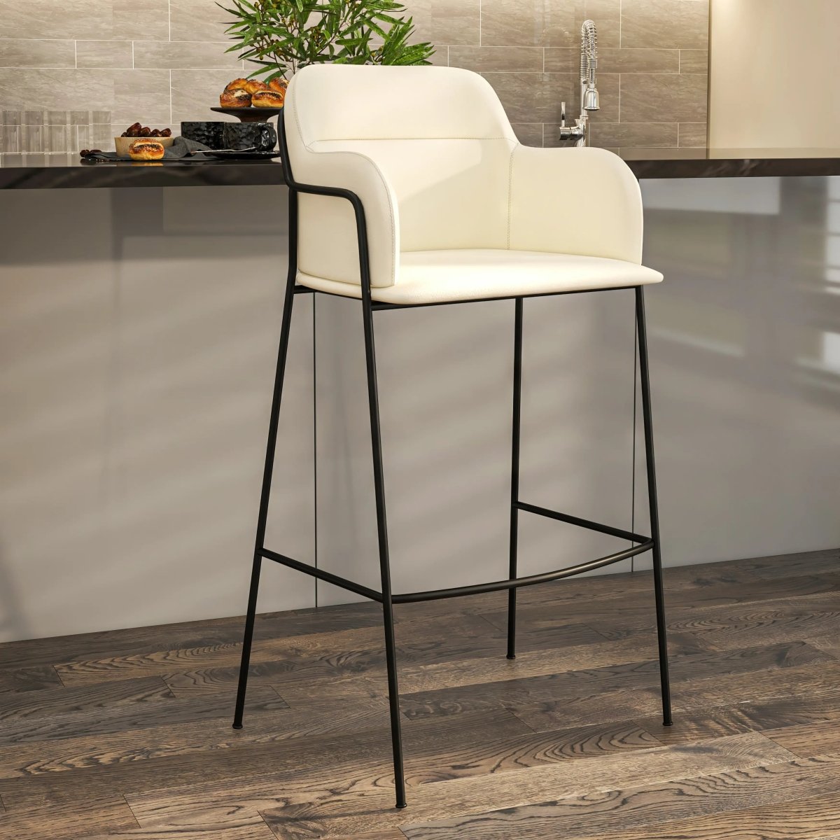 Axis 40" Bar Stool with Ergonomic Design, Powder - Coated Base, and Footrest Set of 2