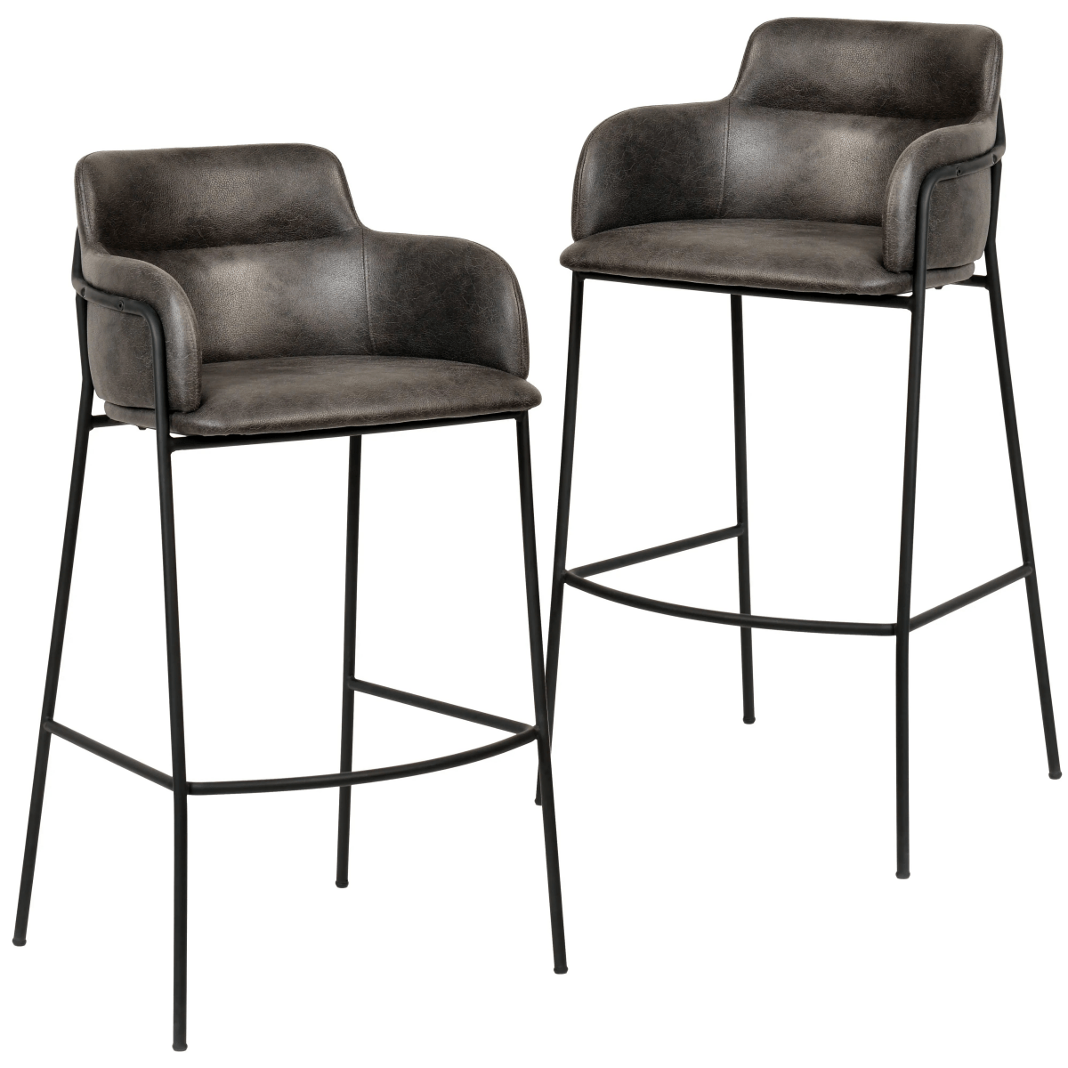 Axis 40" Bar Stool with Ergonomic Design, Powder - Coated Base, and Footrest Set of 2