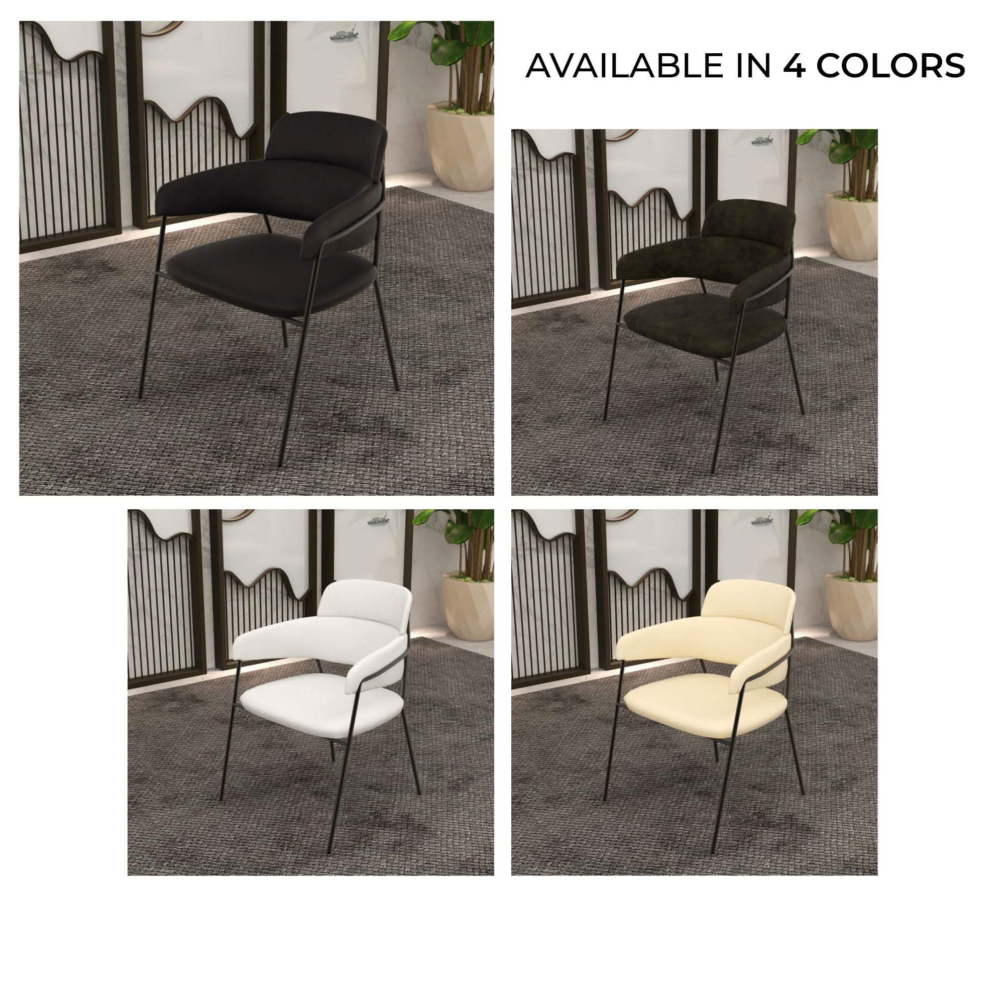 Axis Upholstered Dining Chair with Powder - Coated Stainless Steel Legs Set of 2