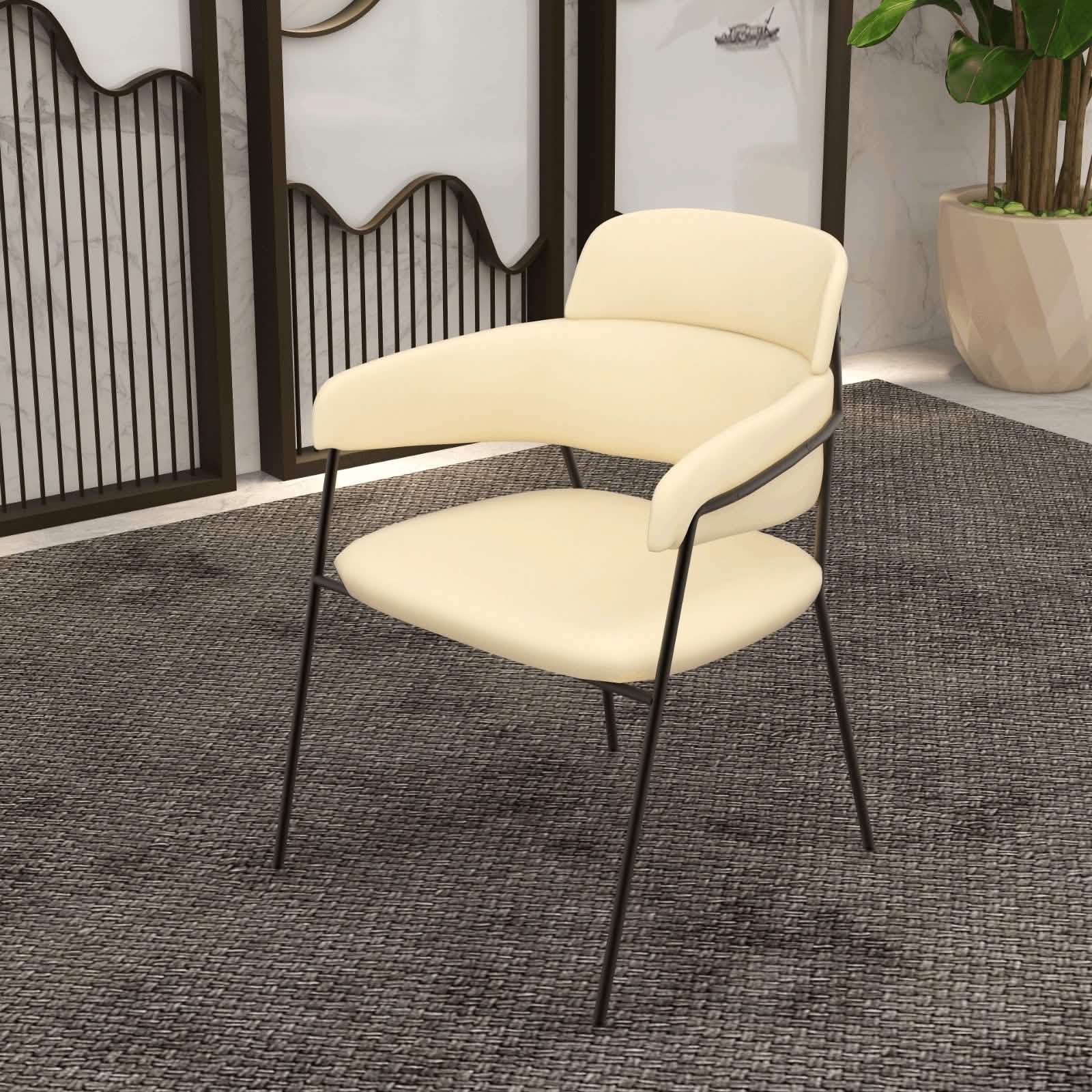 Axis Upholstered Dining Chair with Powder - Coated Stainless Steel Legs Set of 2