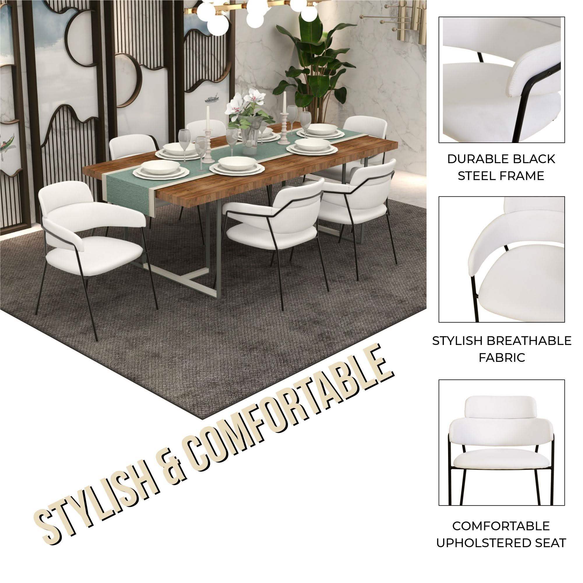 Axis Upholstered Dining Chair with Powder - Coated Stainless Steel Legs Set of 2
