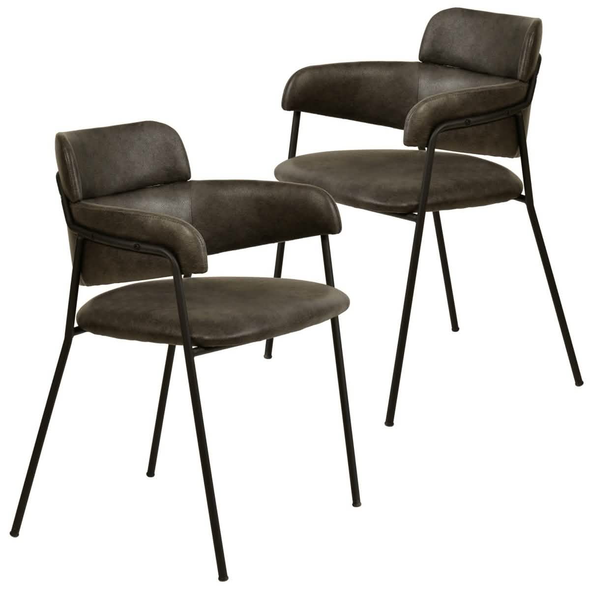 Axis Upholstered Dining Chair with Powder - Coated Stainless Steel Legs Set of 2