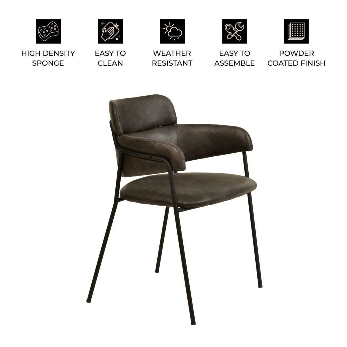 Axis Upholstered Dining Chair with Powder - Coated Stainless Steel Legs Set of 2