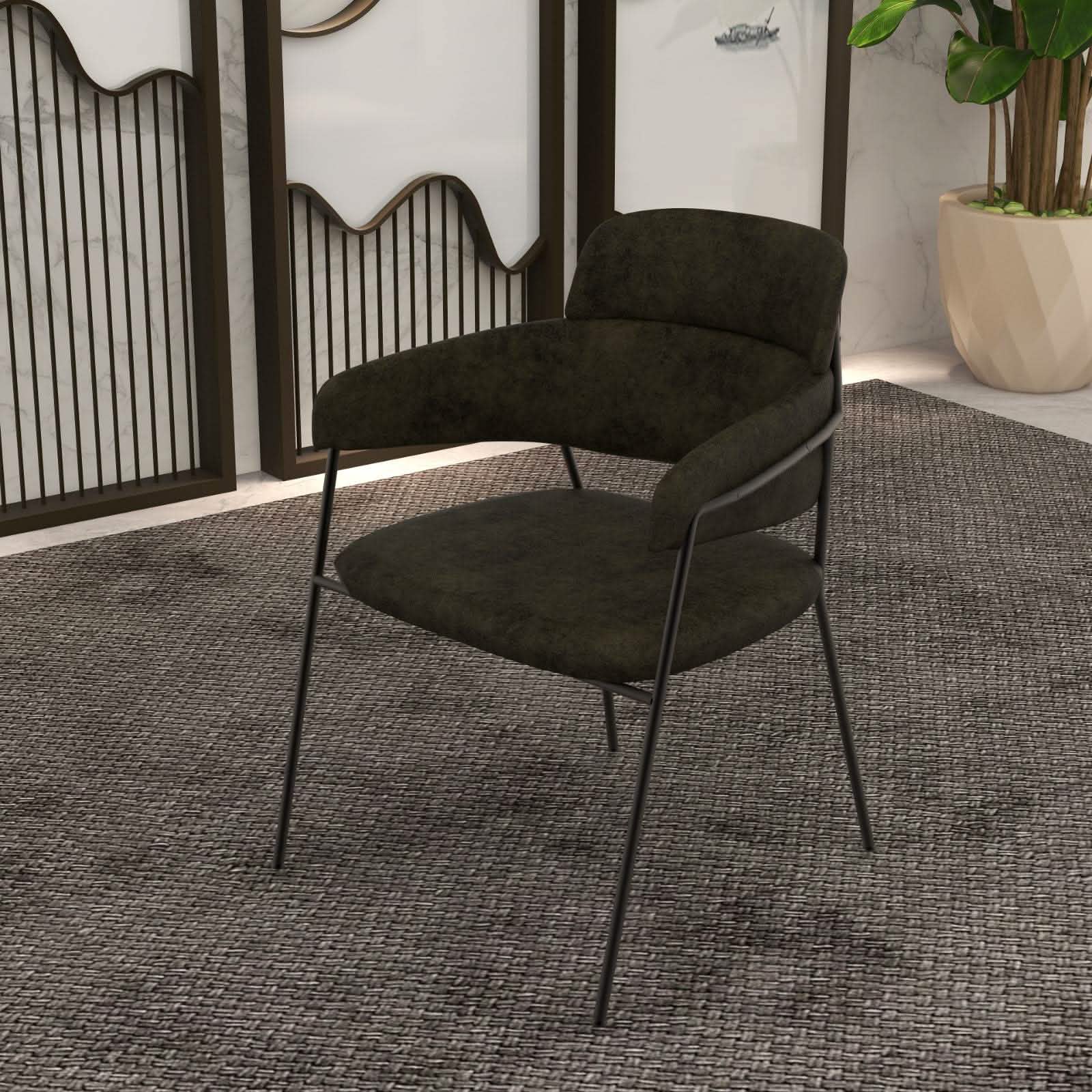 Axis Upholstered Dining Chair with Powder - Coated Stainless Steel Legs Set of 2