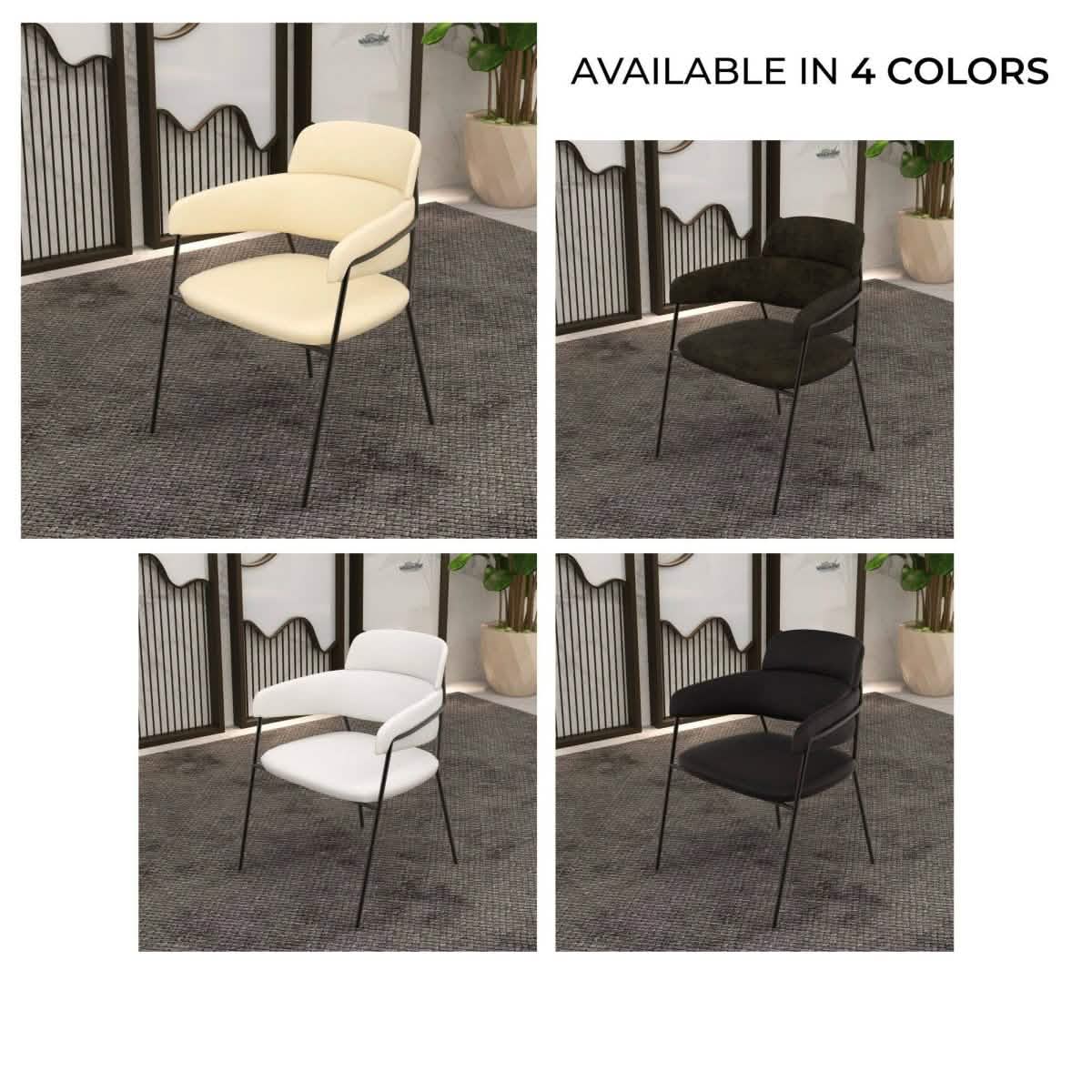 Axis Upholstered Dining Chair with Powder - Coated Stainless Steel Legs Set of 2