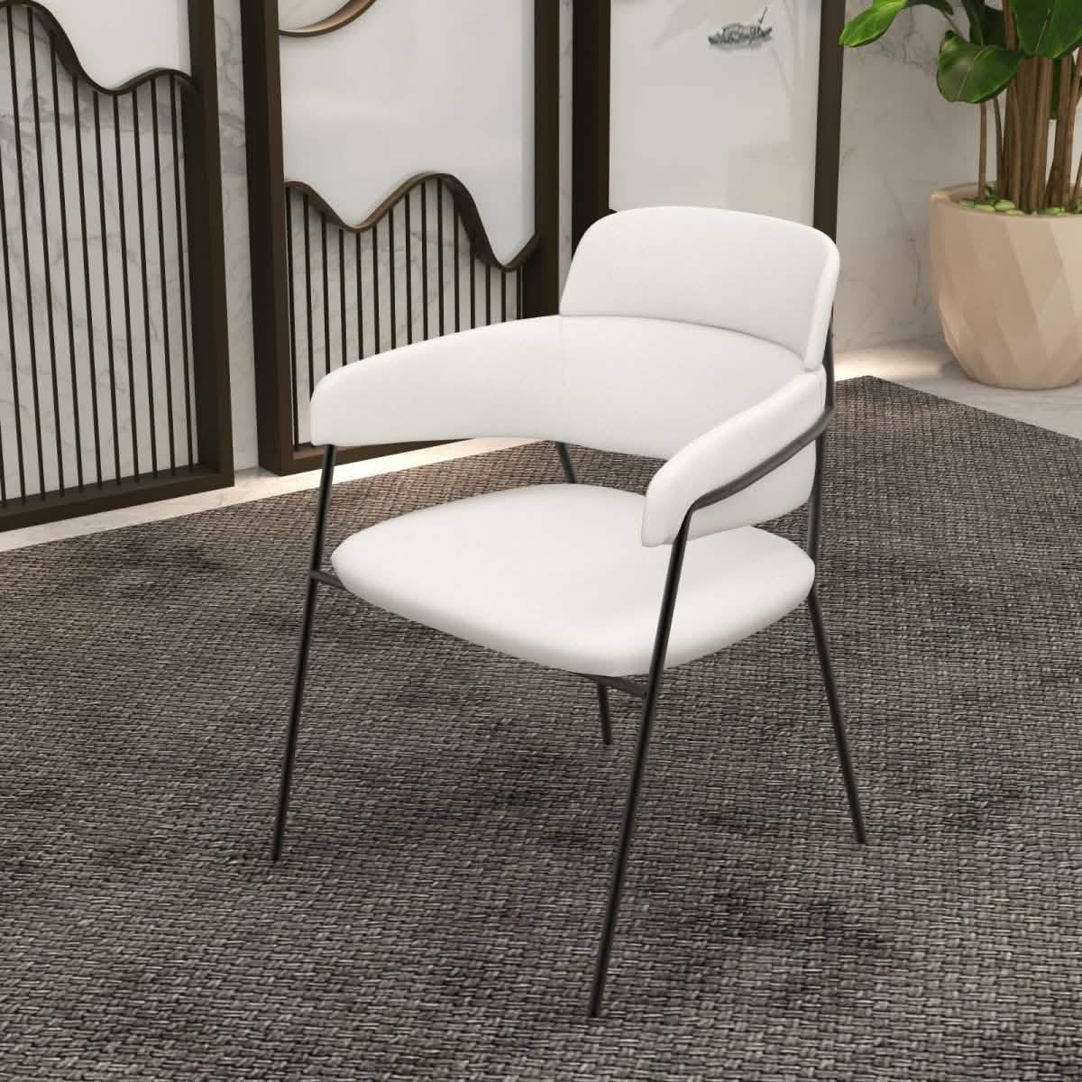 Axis Upholstered Dining Chair with Powder - Coated Stainless Steel Legs Set of 2