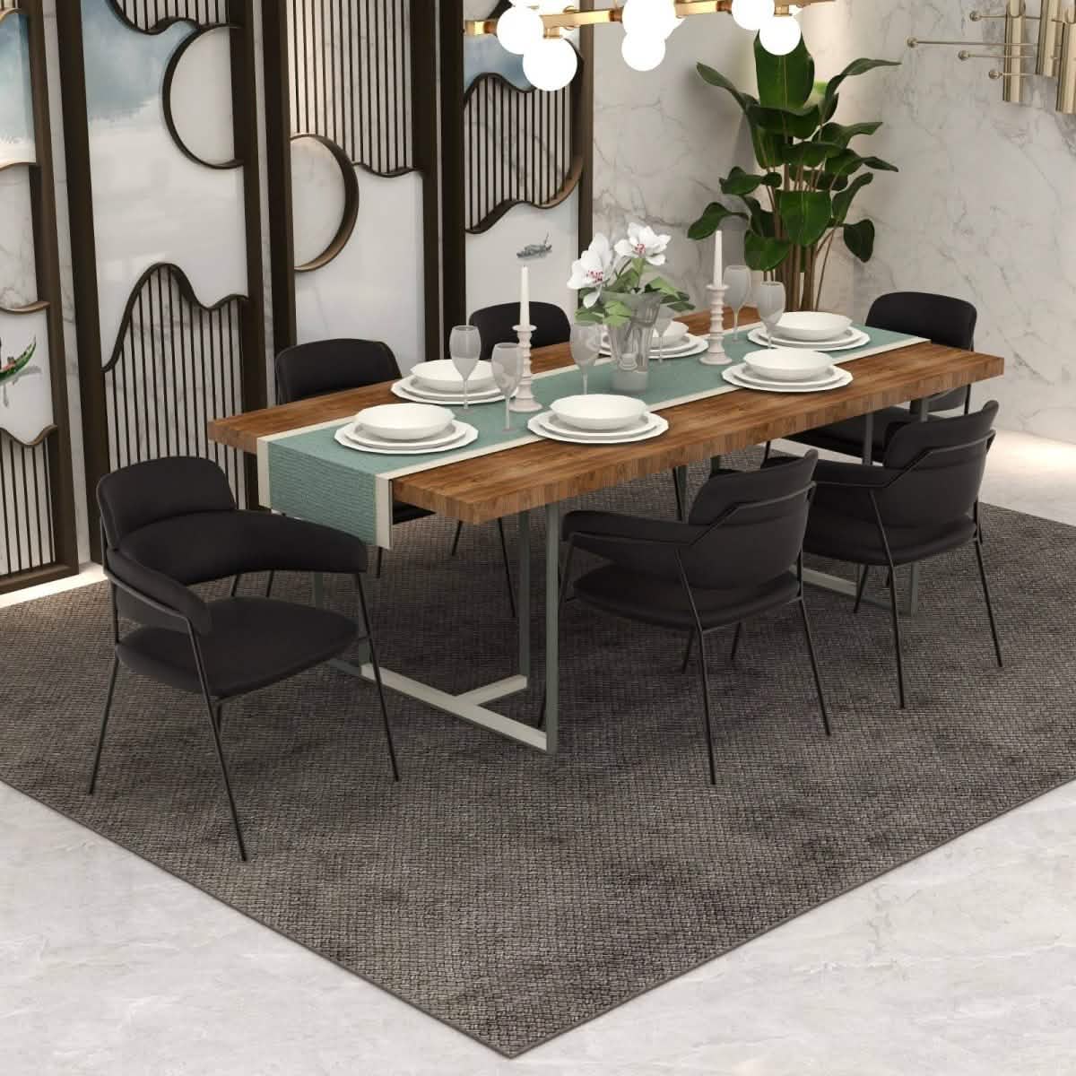 Axis Upholstered Dining Chair with Powder - Coated Stainless Steel Legs Set of 2