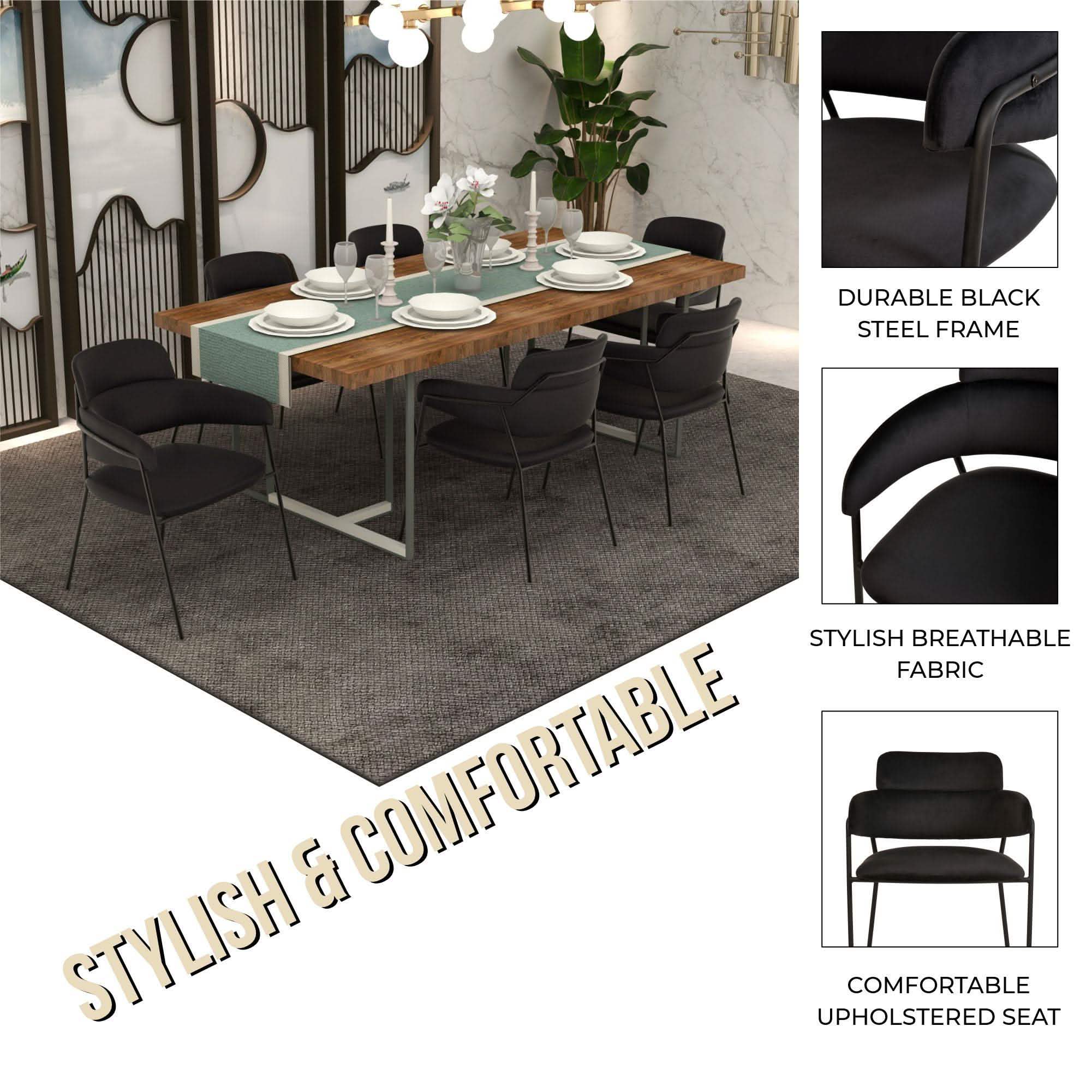 Axis Upholstered Dining Chair with Powder - Coated Stainless Steel Legs Set of 2