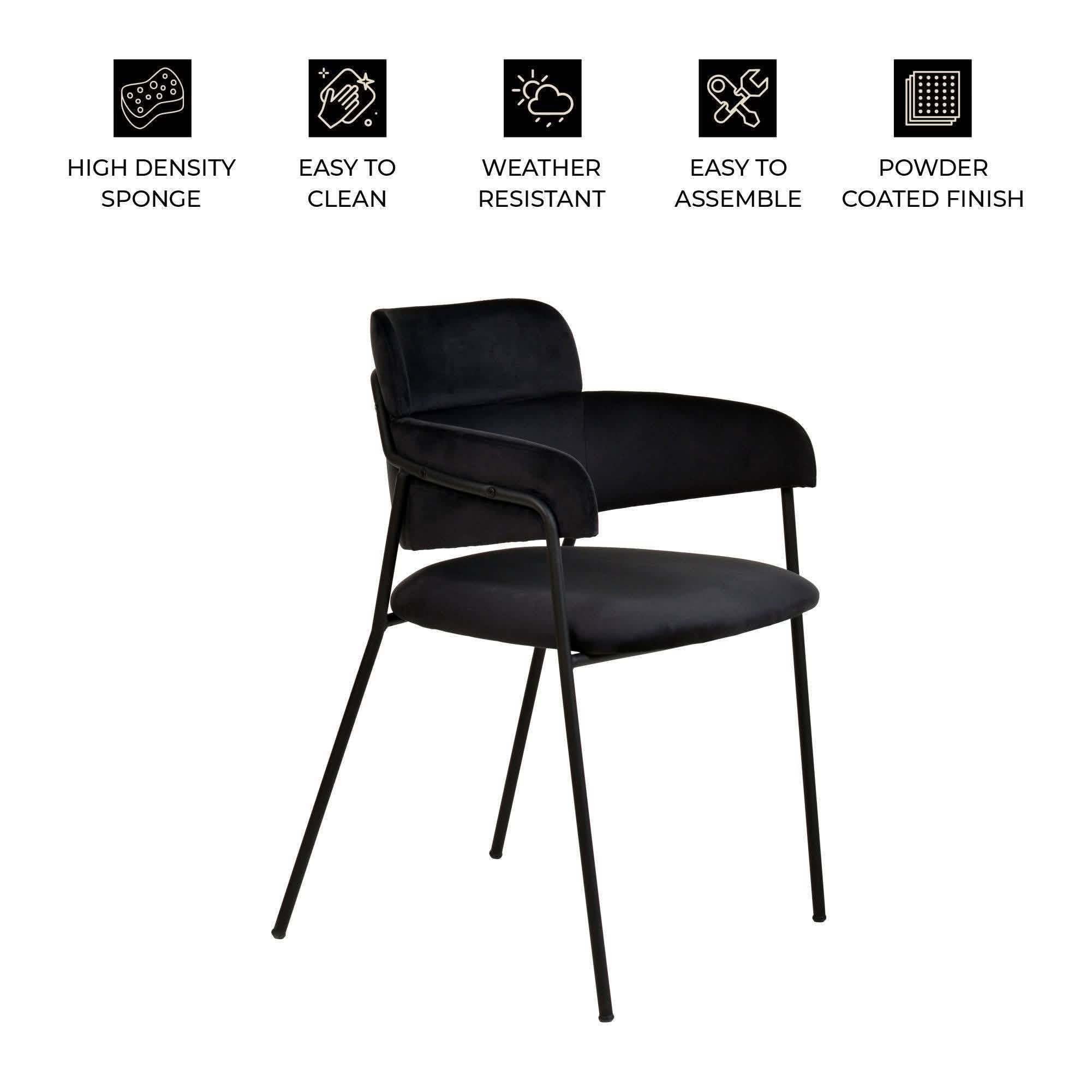 Axis Upholstered Dining Chair with Powder - Coated Stainless Steel Legs Set of 2