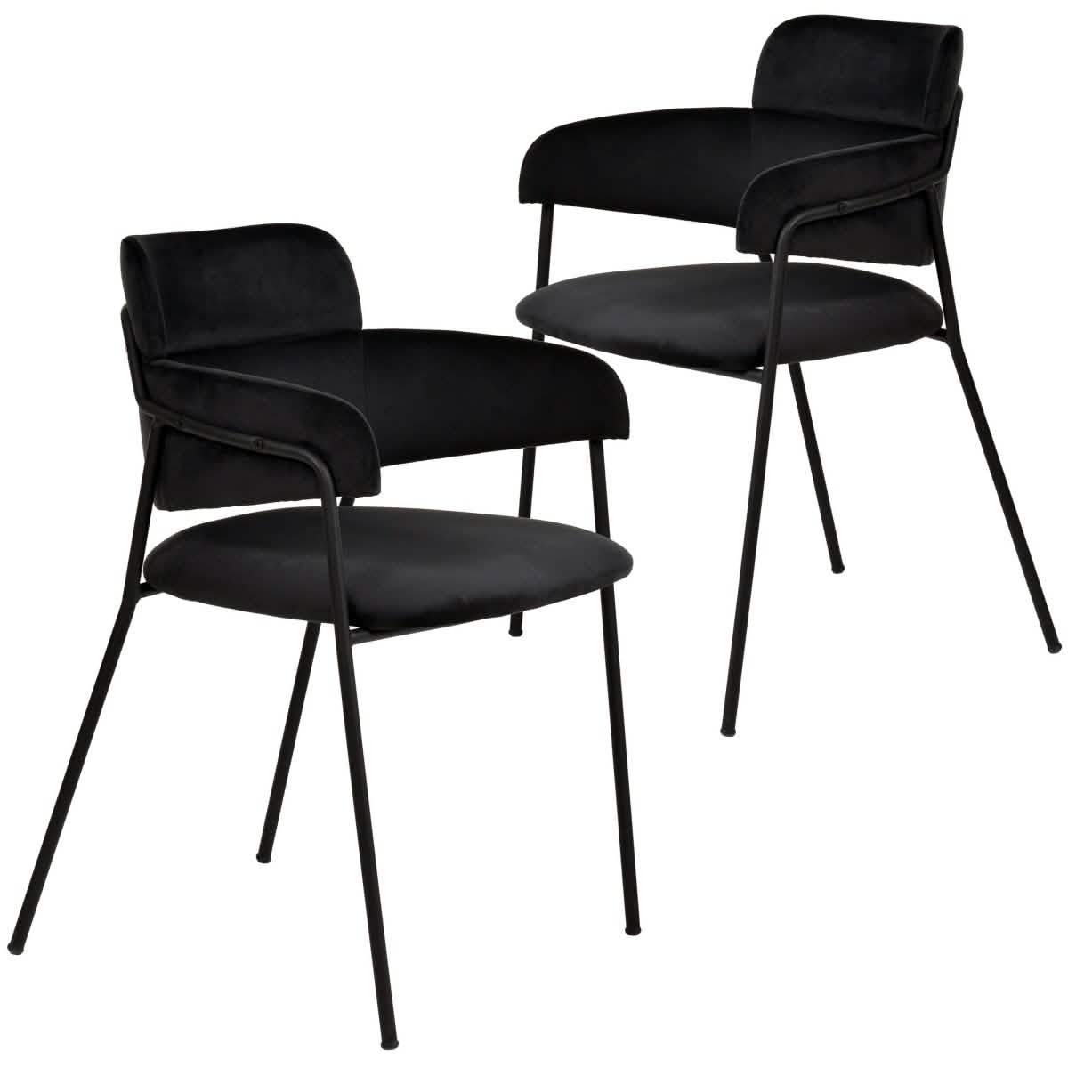 Axis Upholstered Dining Chair with Powder - Coated Stainless Steel Legs Set of 2