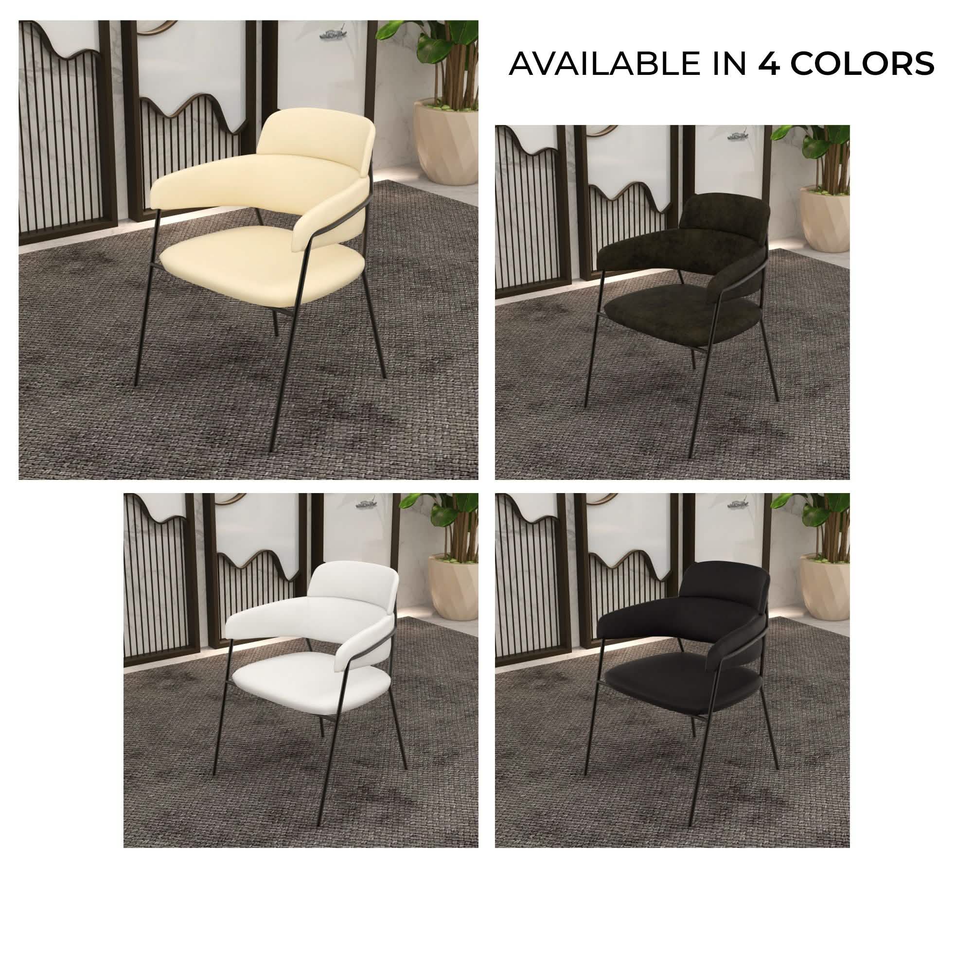 Axis Upholstered Dining Chair with Powder - Coated Stainless Steel Legs Set of 4