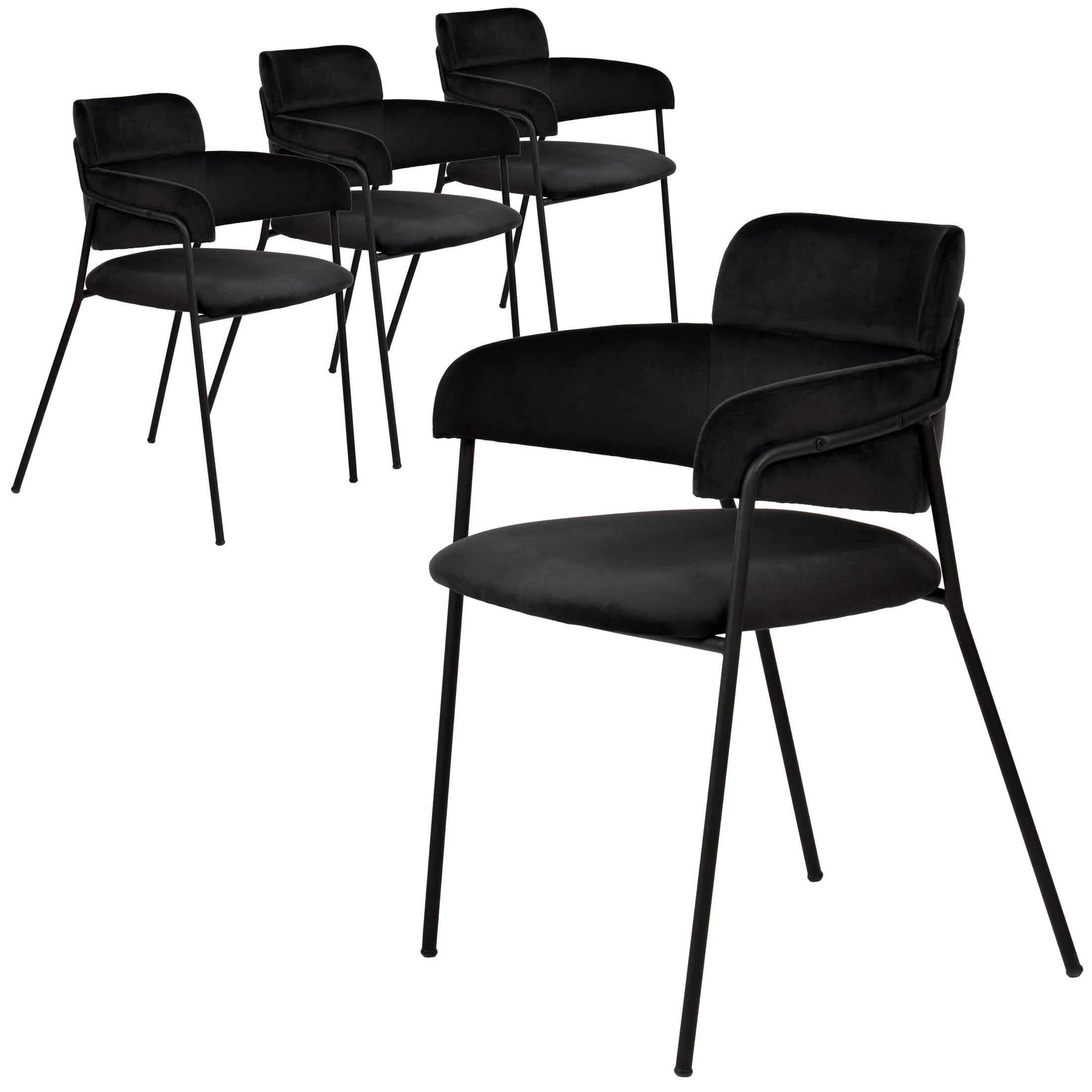Axis Upholstered Dining Chair with Powder - Coated Stainless Steel Legs Set of 4