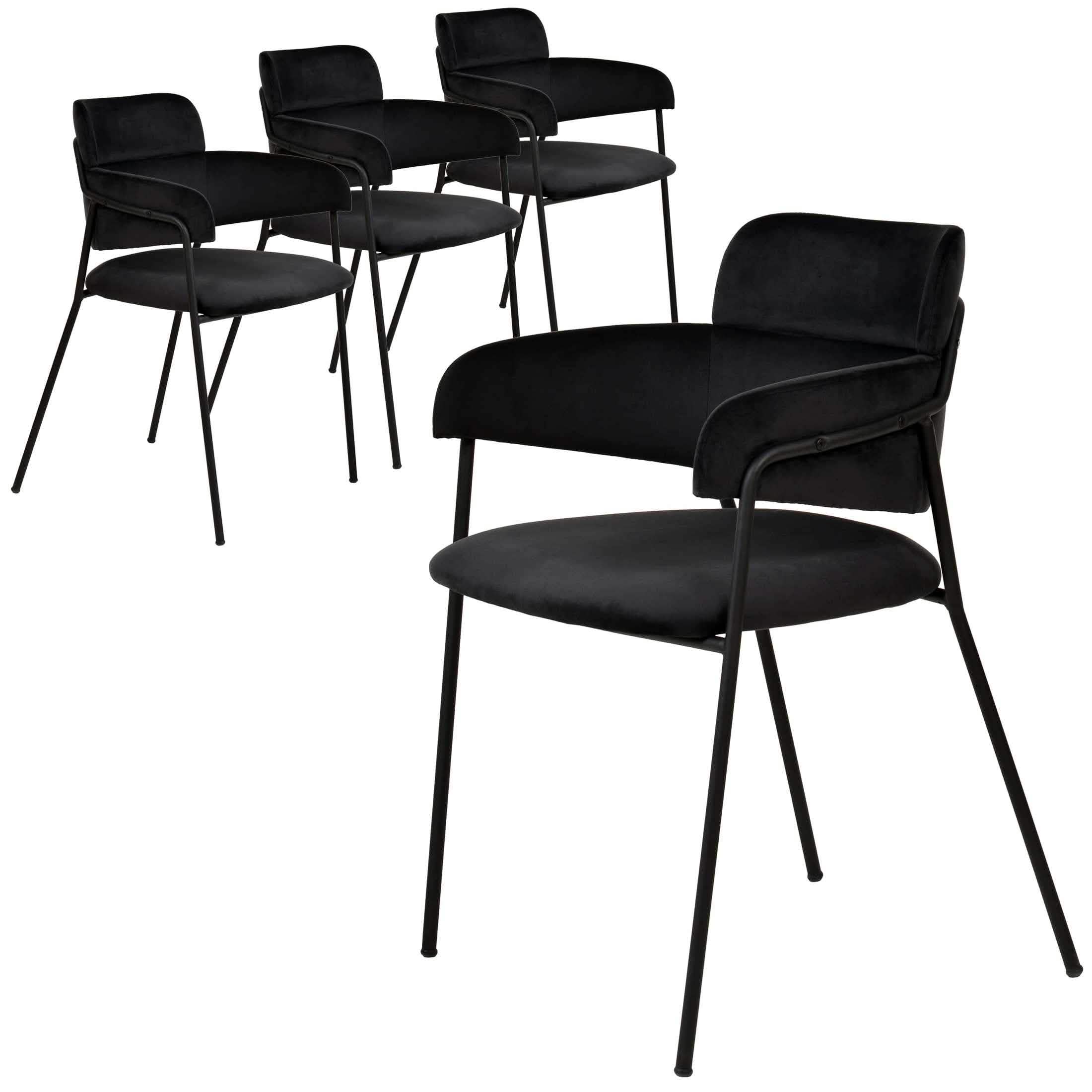 Axis Upholstered Dining Chair with Powder - Coated Stainless Steel Legs Set of 4