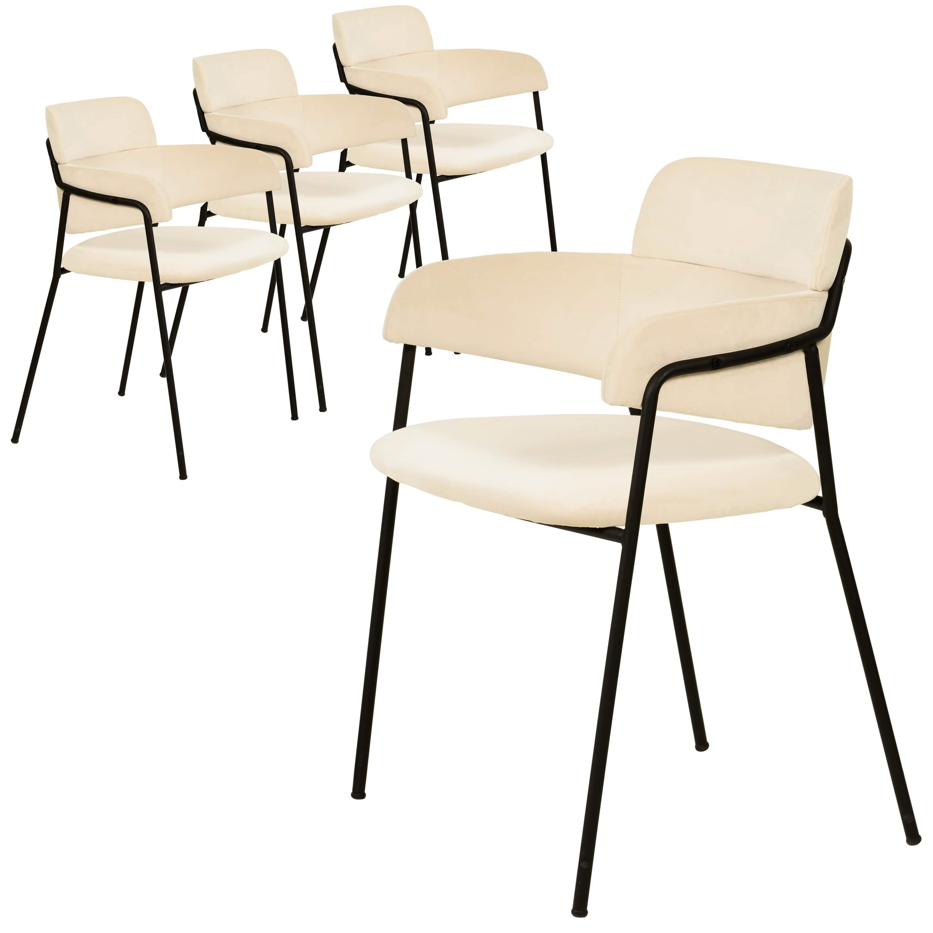 Axis Upholstered Dining Chair with Powder - Coated Stainless Steel Legs Set of 4