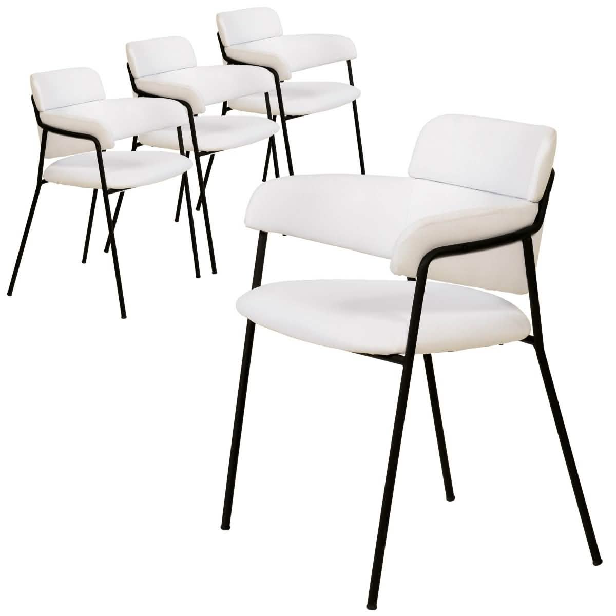 Axis Upholstered Dining Chair with Powder - Coated Stainless Steel Legs Set of 4