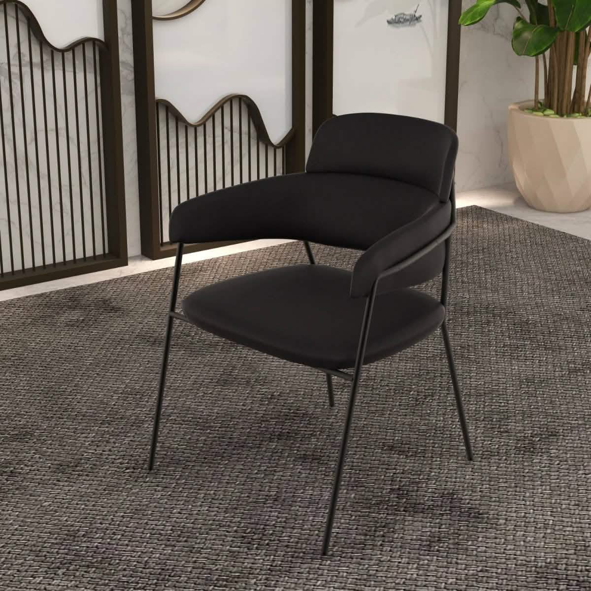 Axis Upholstered Dining Chair with Powder - Coated Stainless Steel Legs Set of 4