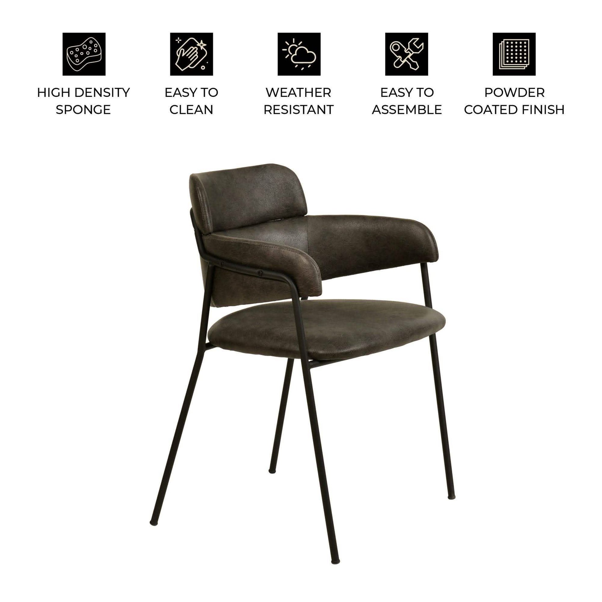 Axis Upholstered Dining Chair with Powder - Coated Stainless Steel Legs Set of 4