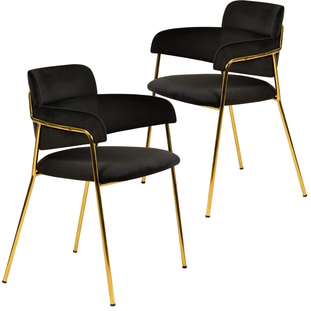 Axis Upholstered Dining Chairs Curved Open - Back & Gold Legs Set of 2