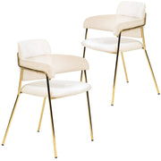 Axis Upholstered Dining Chairs Curved Open - Back & Gold Legs Set of 2