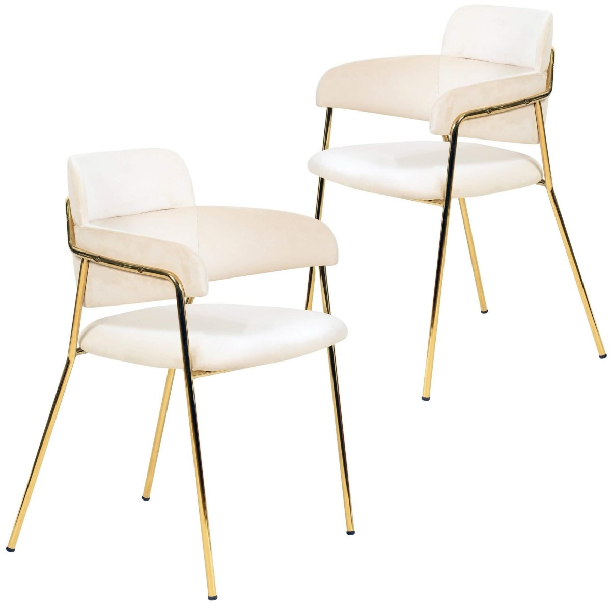 Axis Upholstered Dining Chairs Curved Open - Back & Gold Legs Set of 2