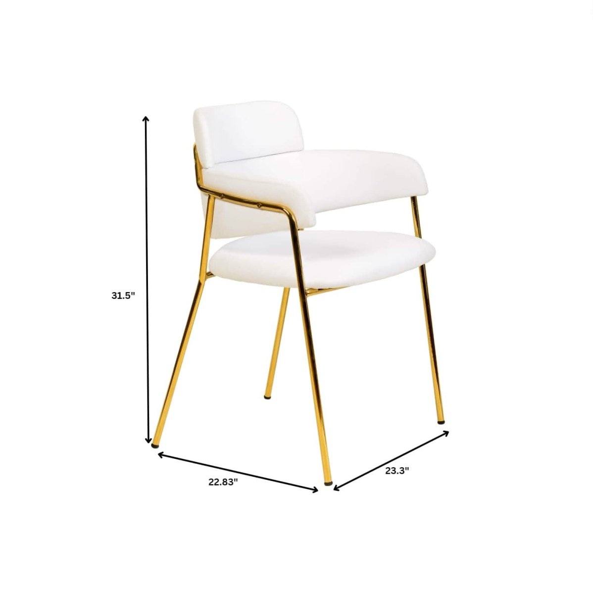 Axis Upholstered Dining Chairs Curved Open - Back & Gold Legs Set of 2