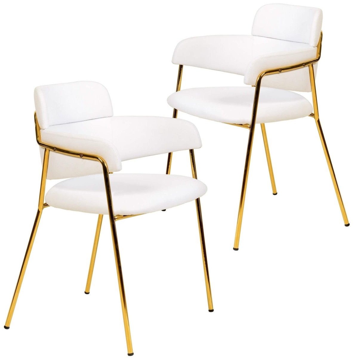 Axis Upholstered Dining Chairs Curved Open - Back & Gold Legs Set of 2